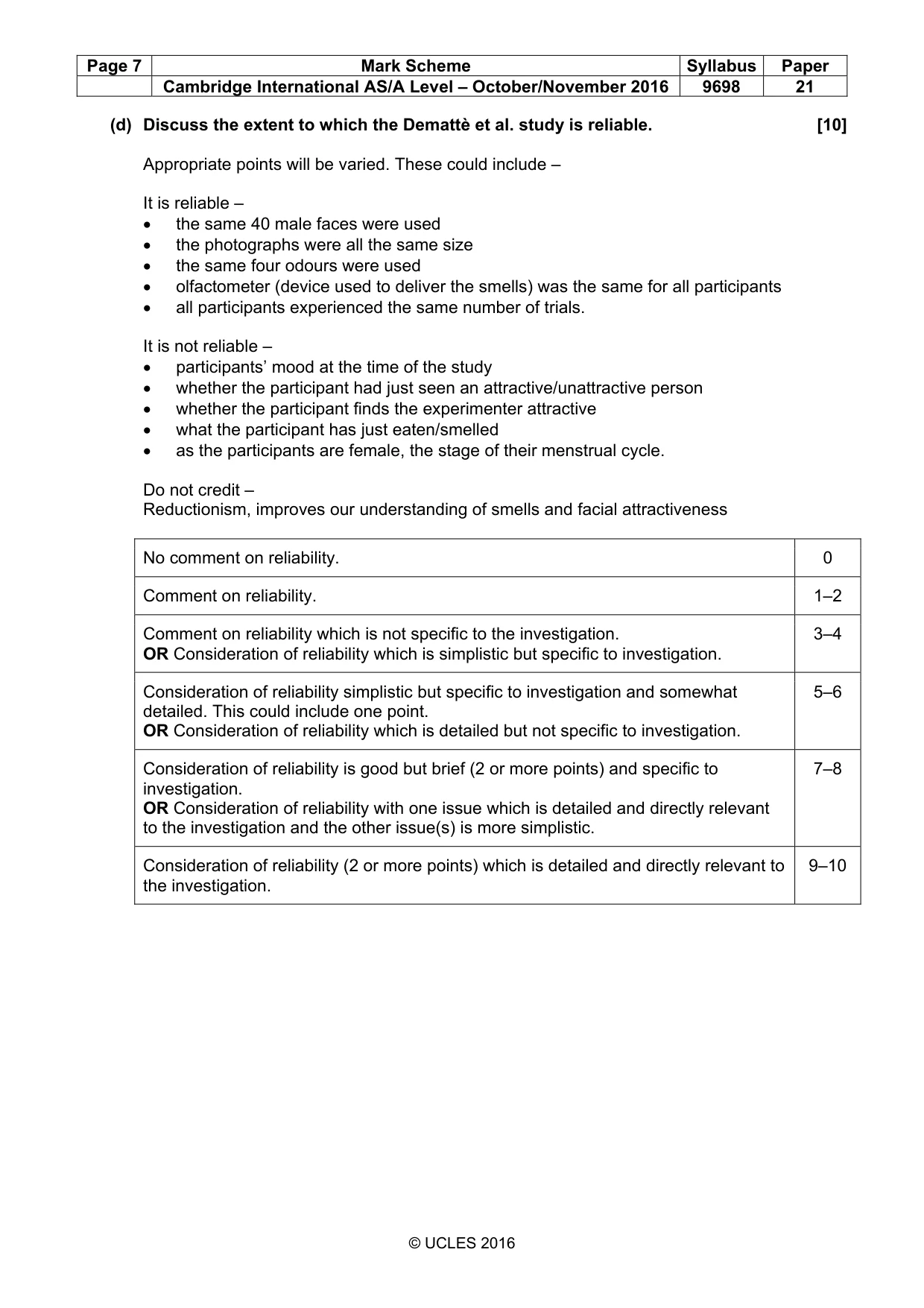 Mark scheme, page 7 of 11