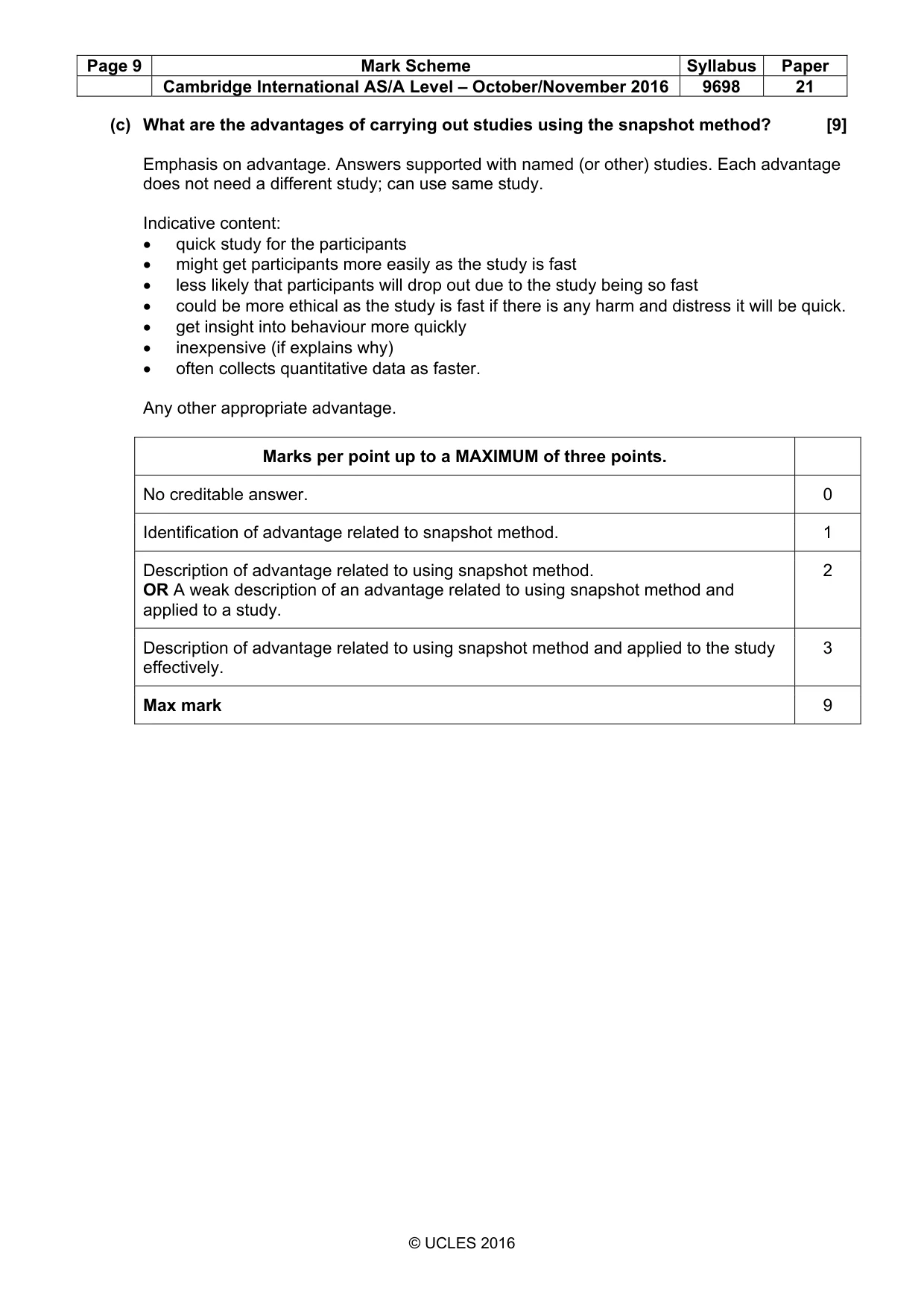 Mark scheme, page 9 of 11