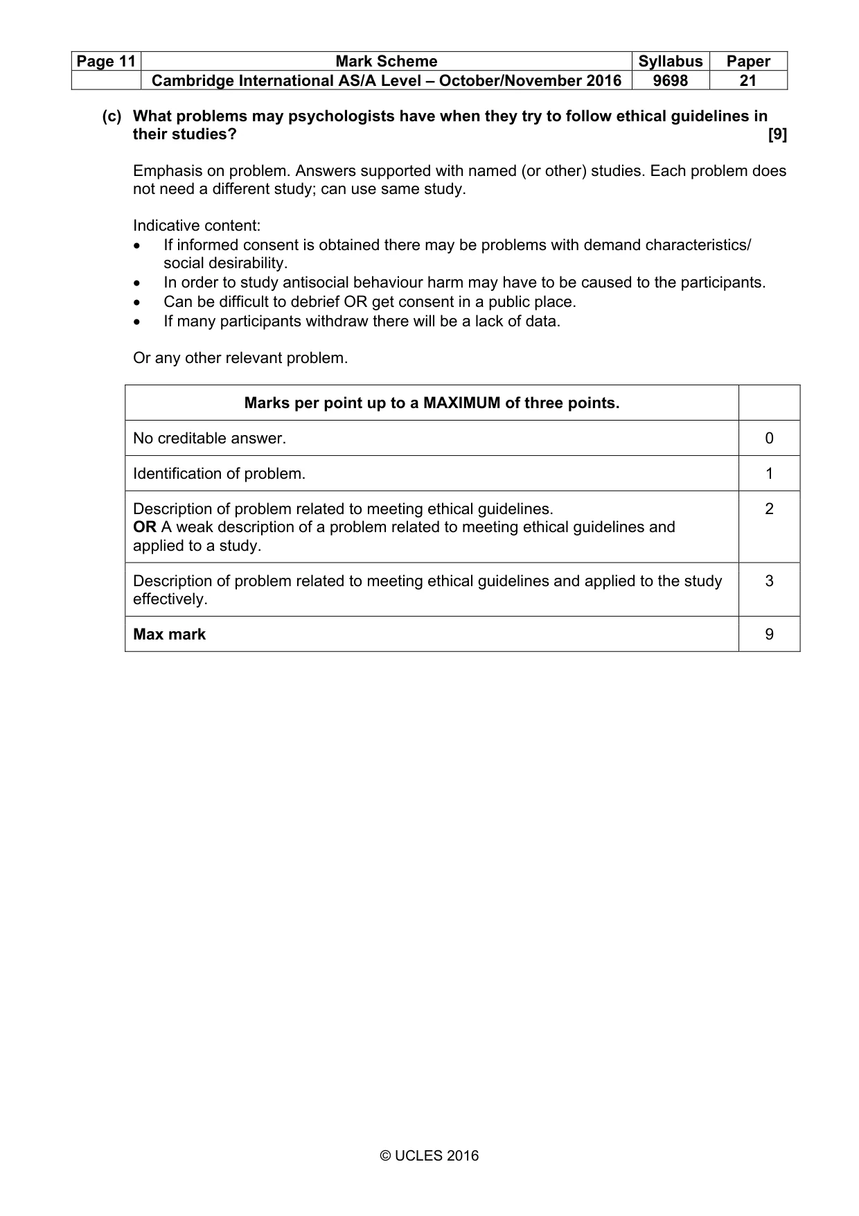 Mark scheme, page 11 of 11