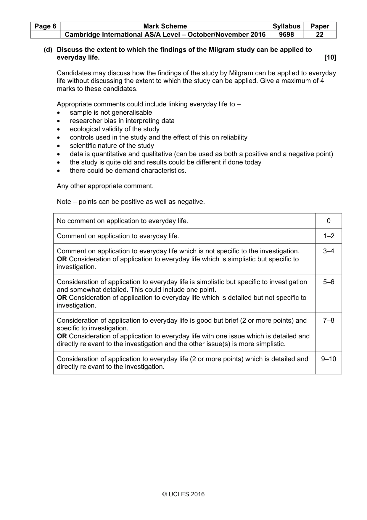 Mark scheme, page 6 of 10