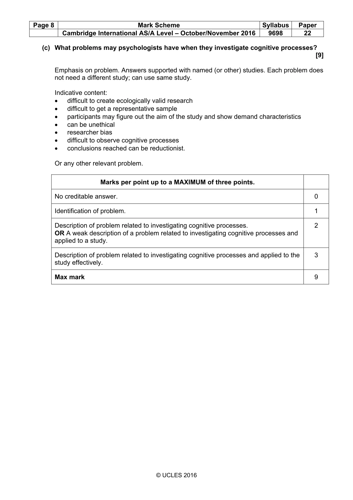 Mark scheme, page 8 of 10