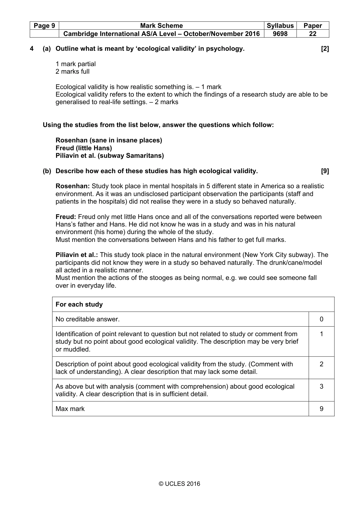 Mark scheme, page 9 of 10