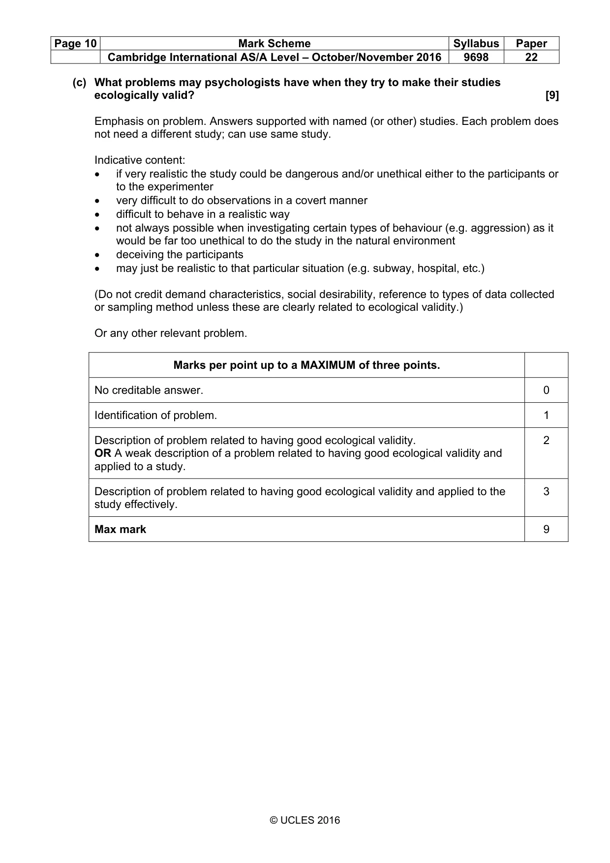Mark scheme, page 10 of 10