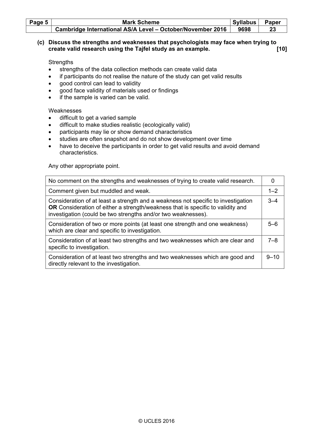 Mark scheme, page 5 of 10