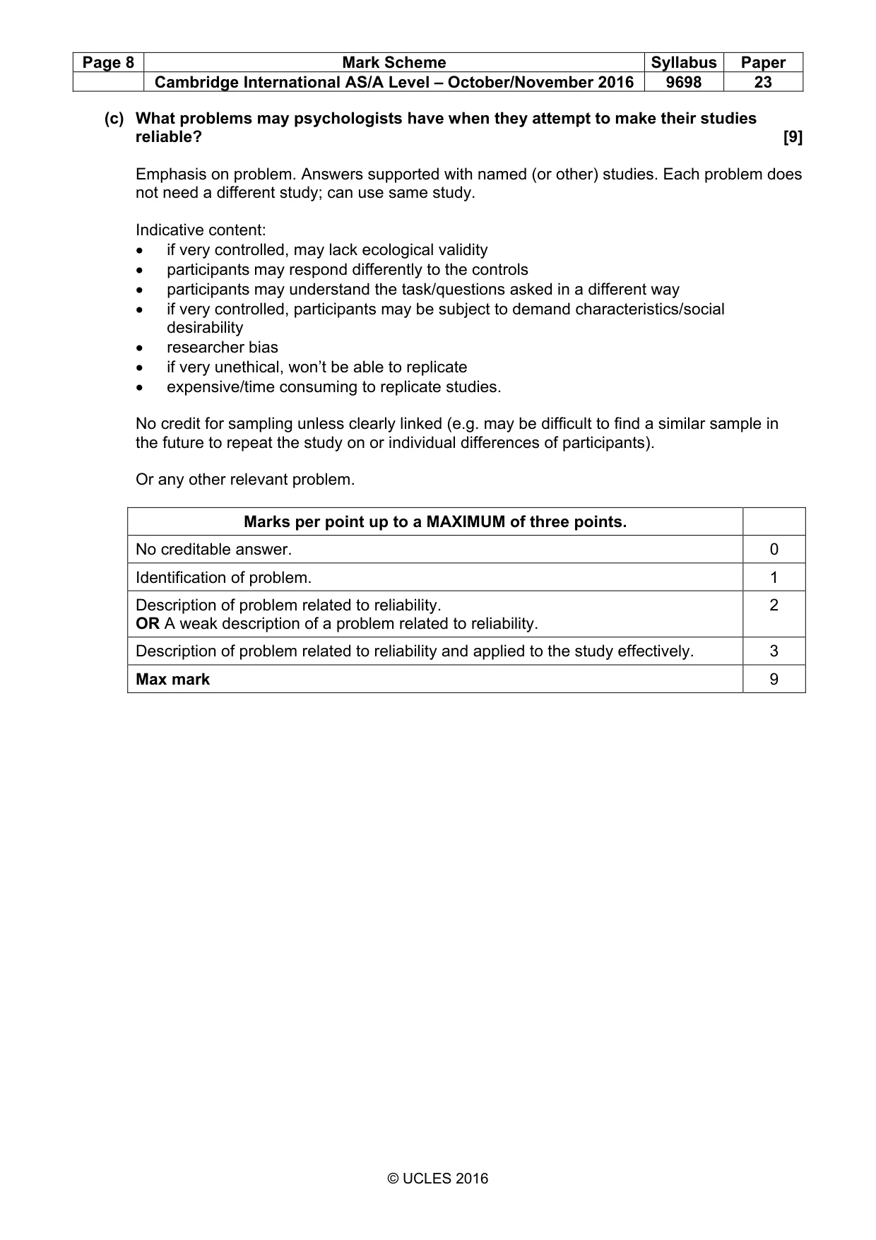 Mark scheme, page 8 of 10