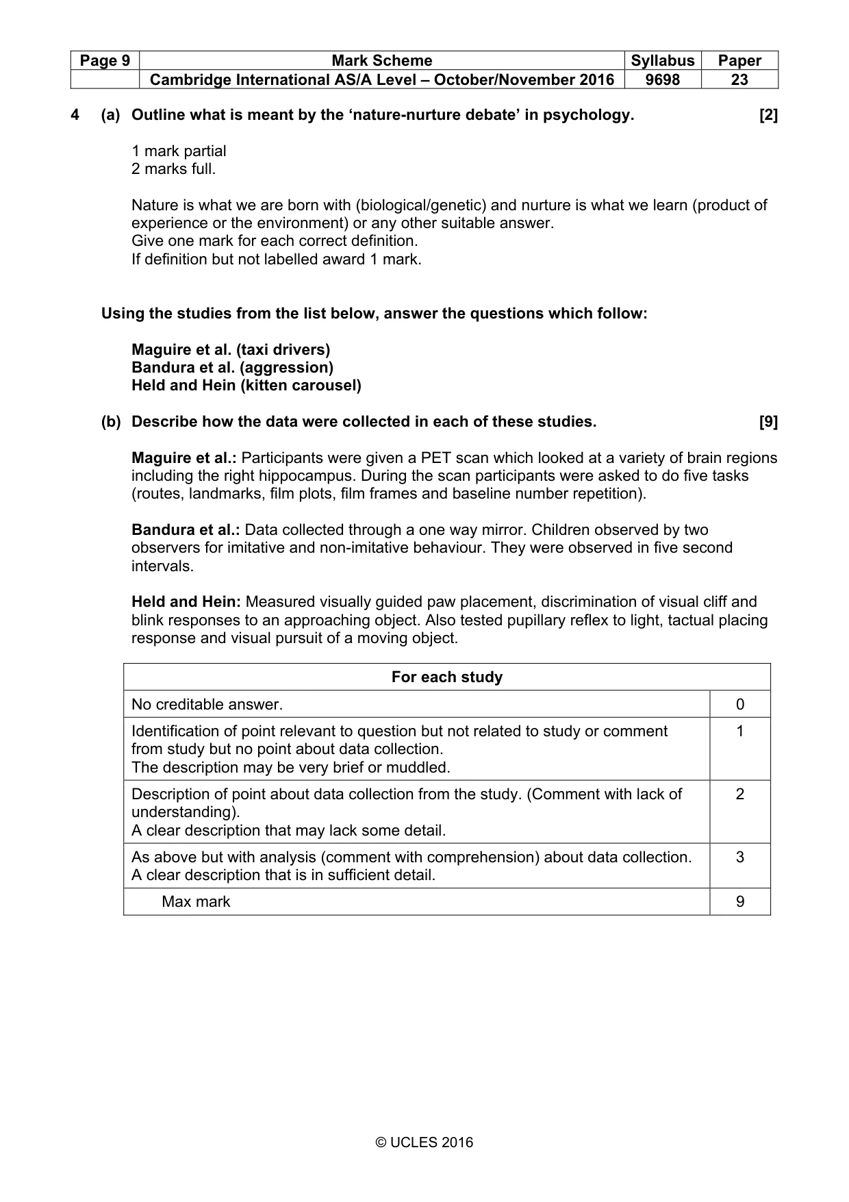 Mark scheme, page 9 of 10