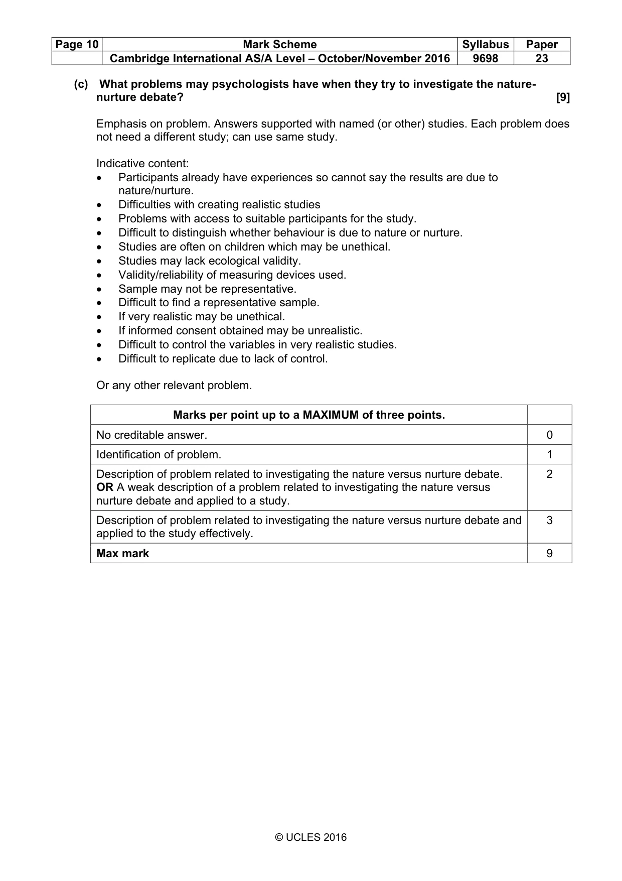 Mark scheme, page 10 of 10