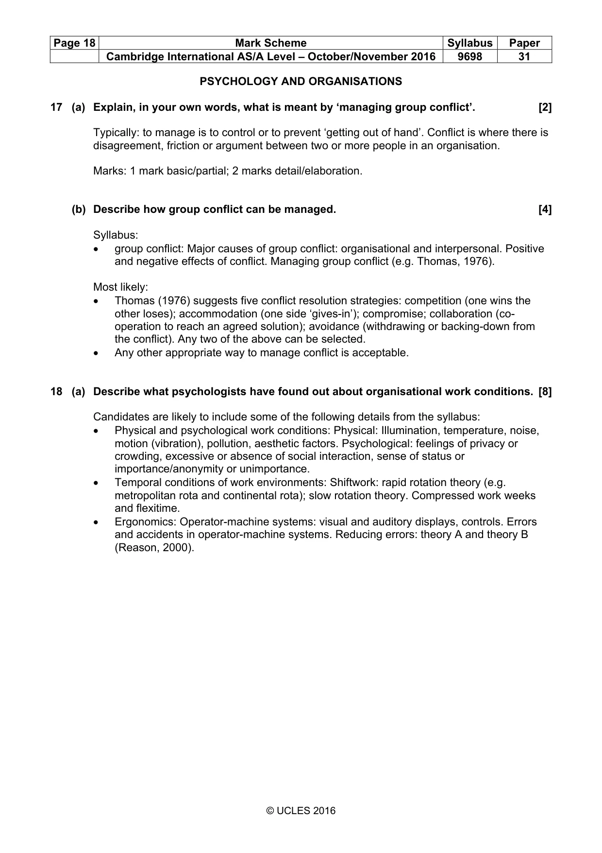 Mark scheme, page 18 of 20