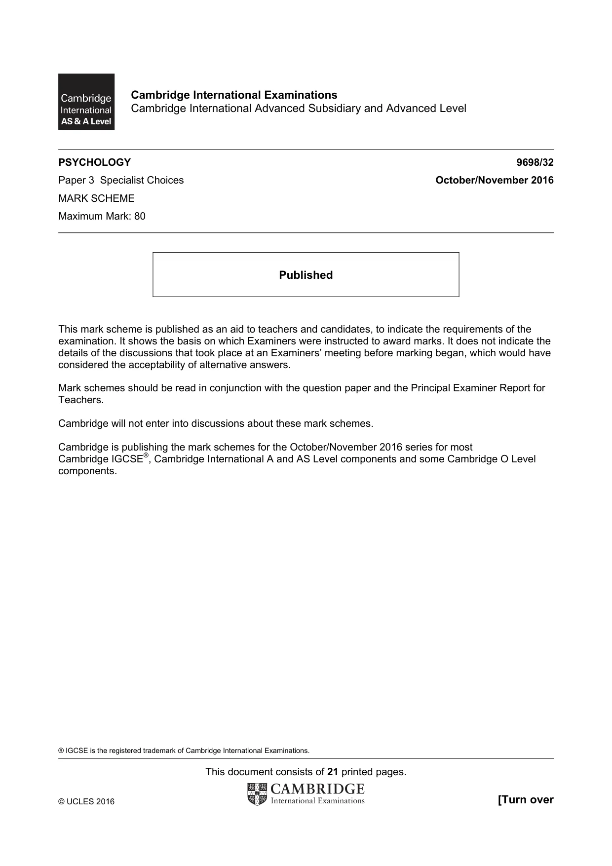 Mark scheme, page 1 of 21