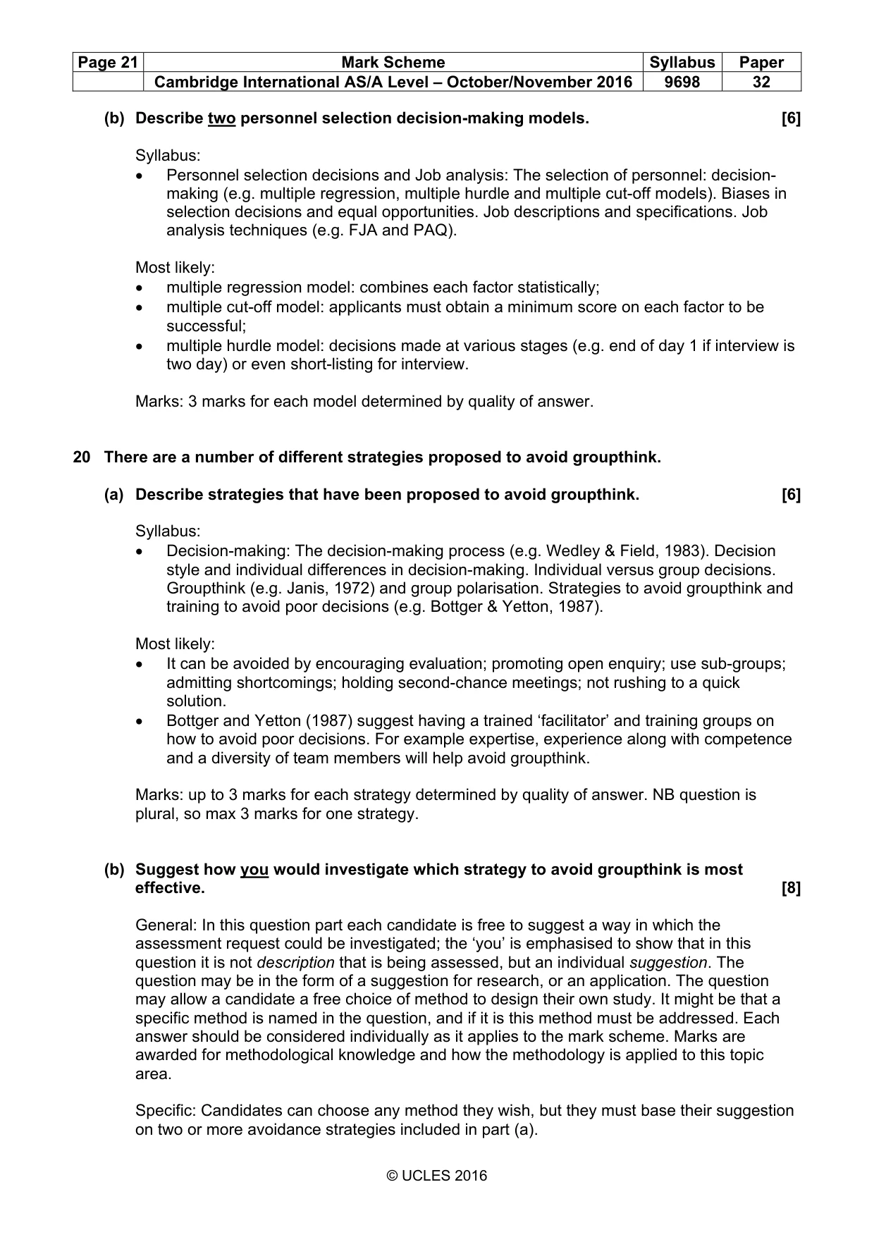 Mark scheme, page 21 of 21