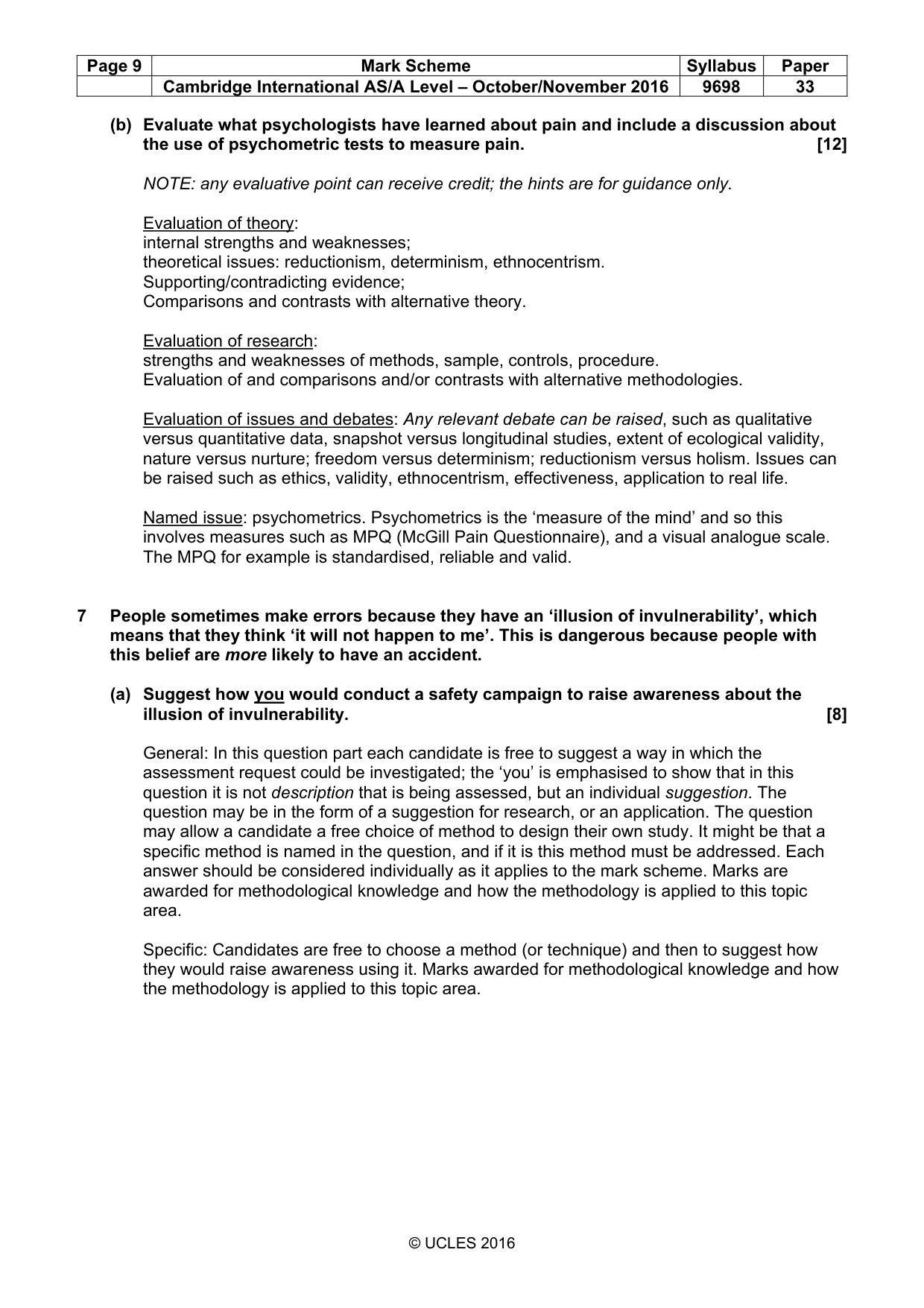 Mark scheme, page 9 of 20