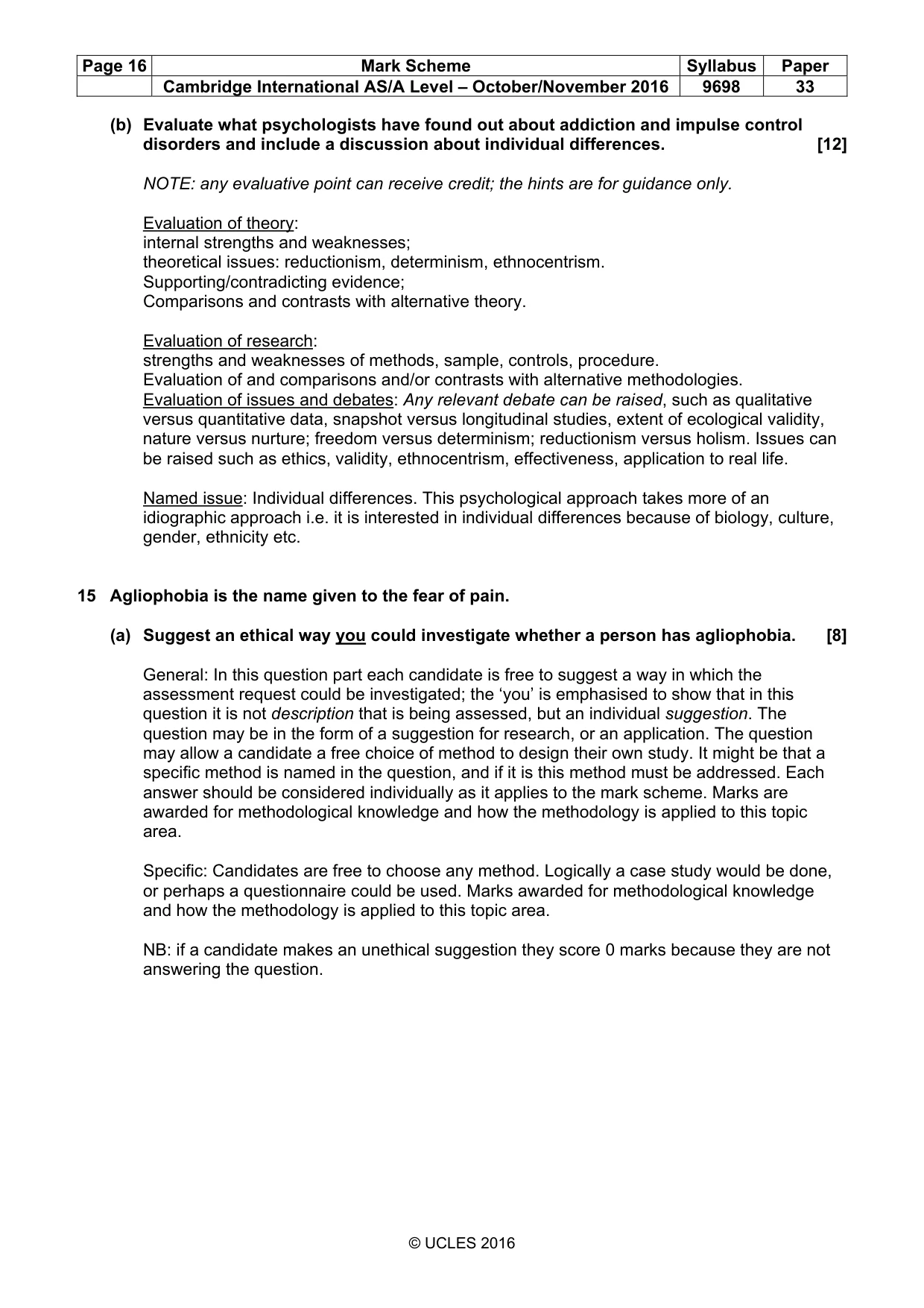 Mark scheme, page 16 of 20