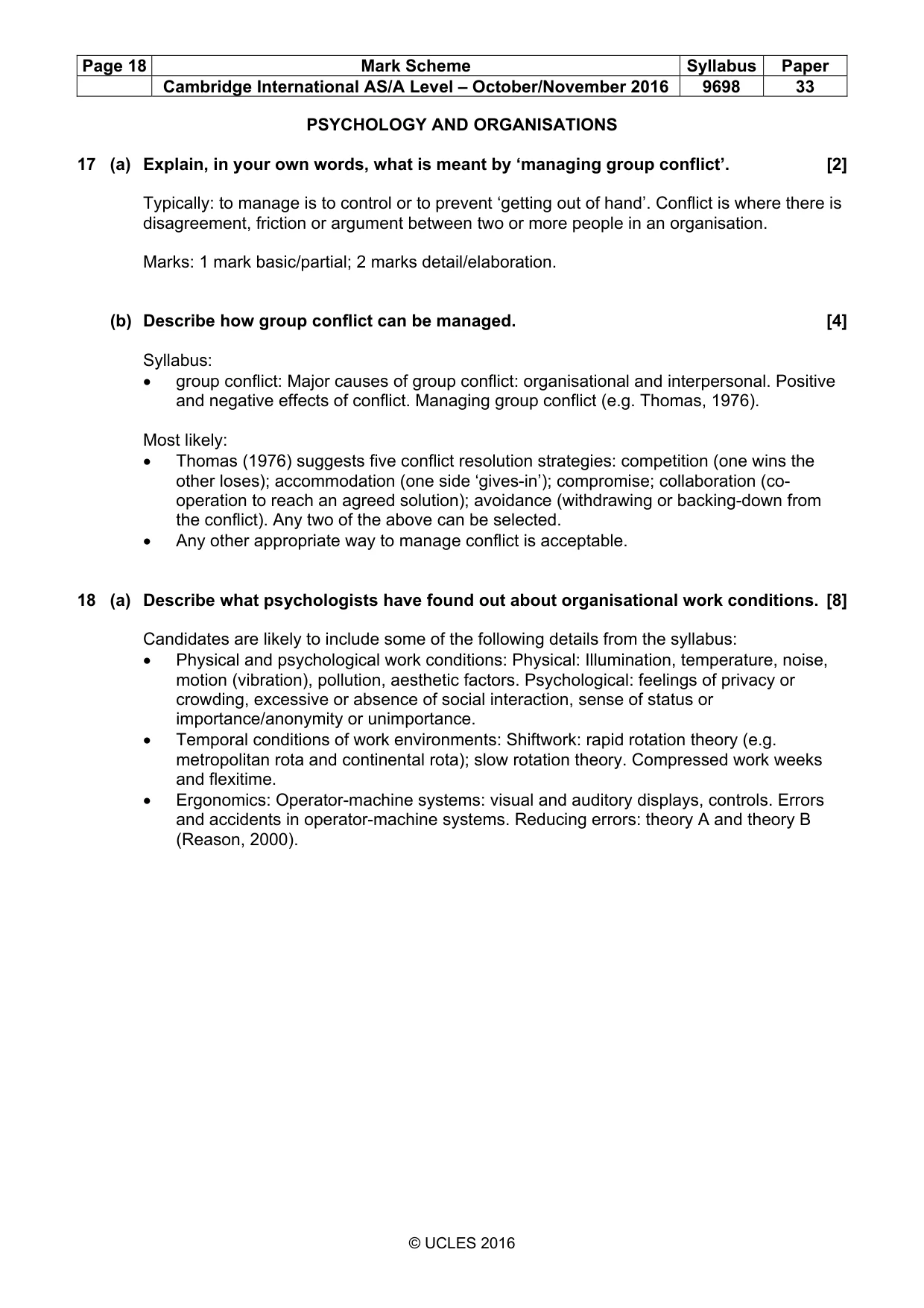 Mark scheme, page 18 of 20