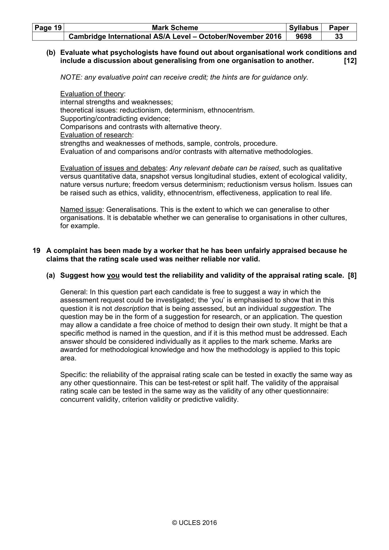 Mark scheme, page 19 of 20
