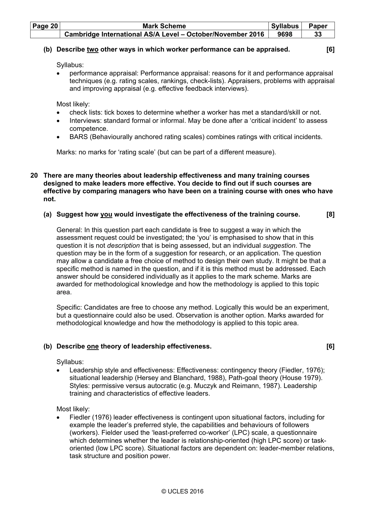 Mark scheme, page 20 of 20