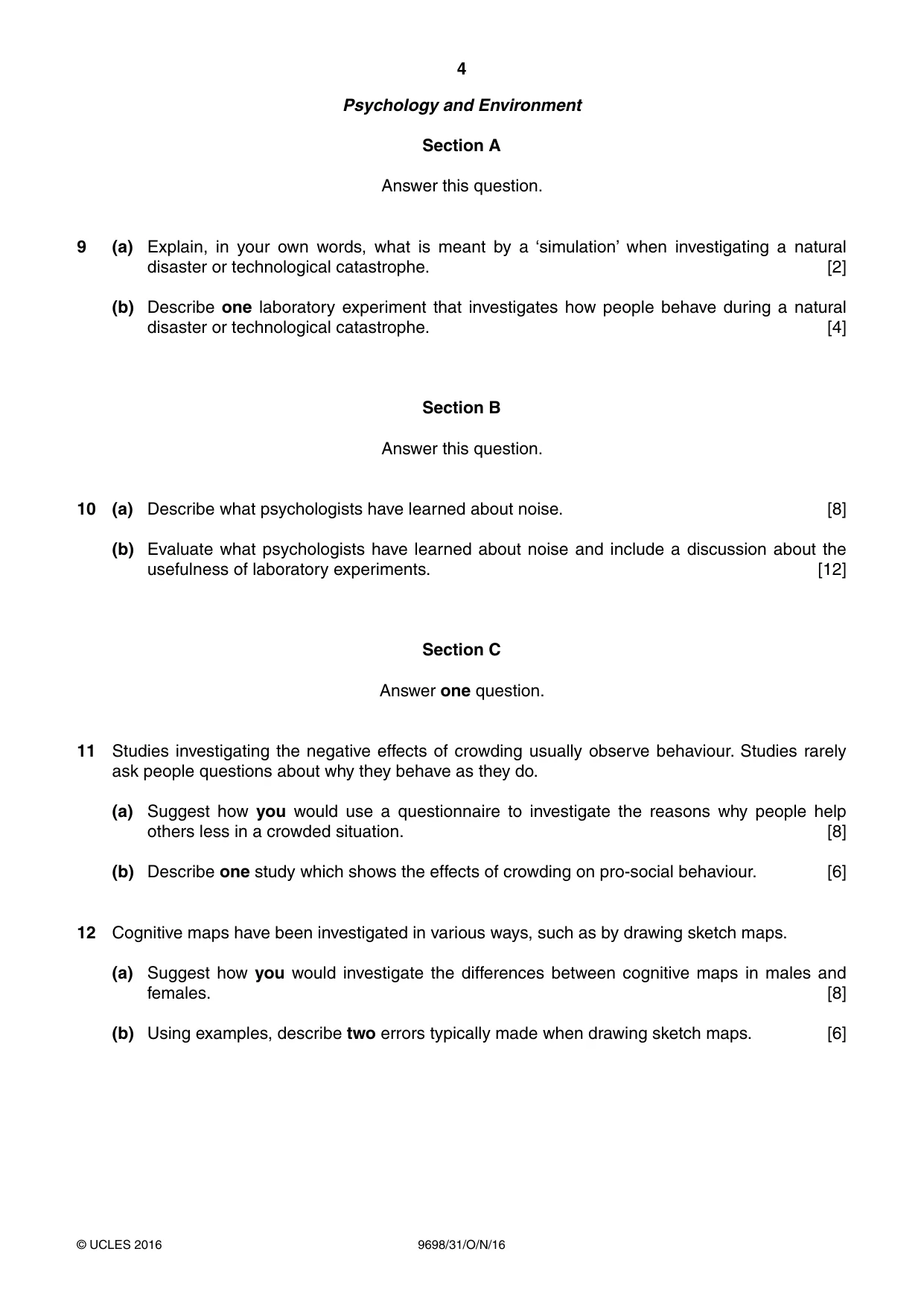 Cambridge A Level Psychology 9698 2016 Oct/Nov Paper 3 · Variant 1 question paper, page 4 of 8