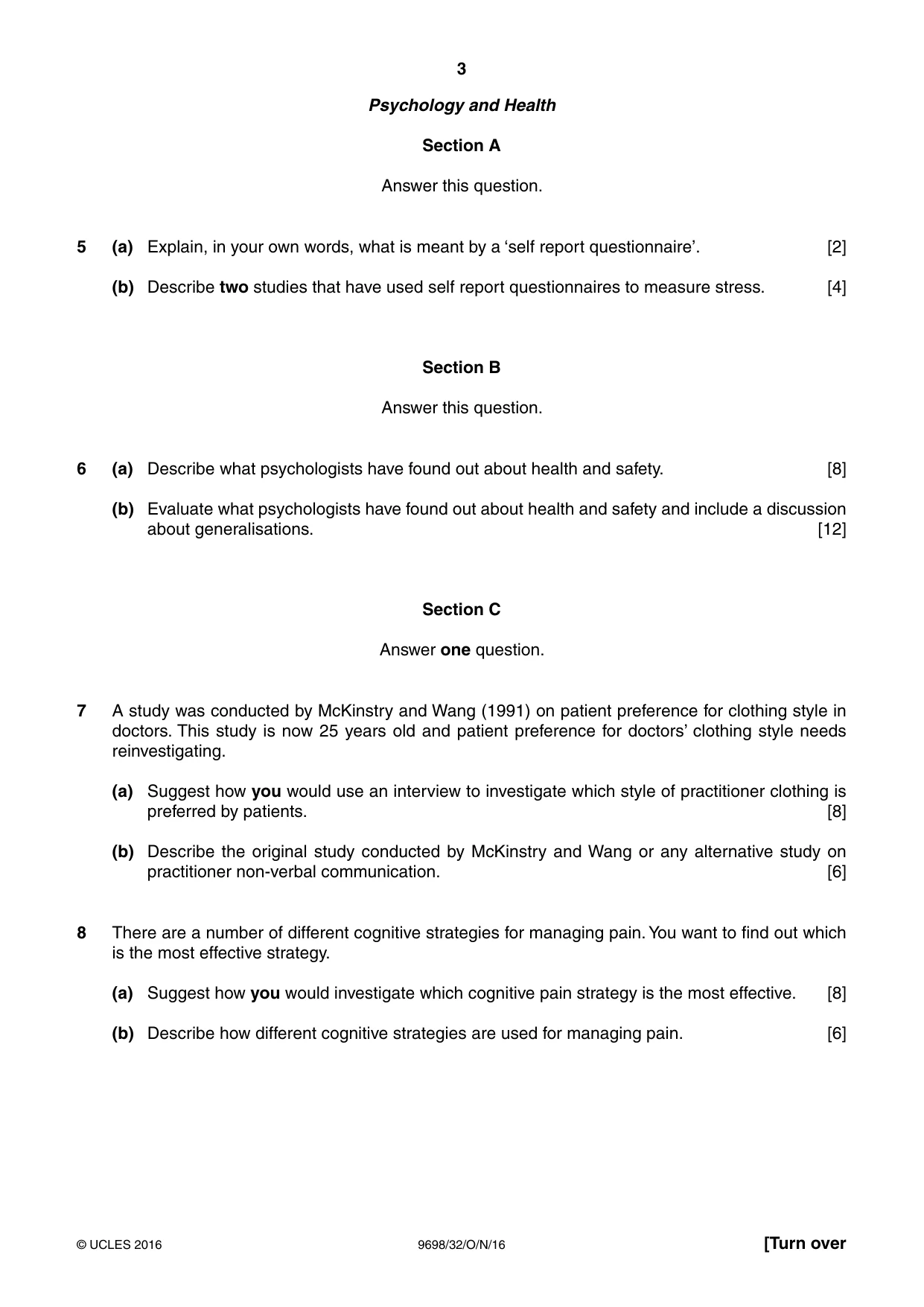 Cambridge A Level Psychology 9698 2016 Oct/Nov Paper 3 · Variant 2 question paper, page 3 of 8