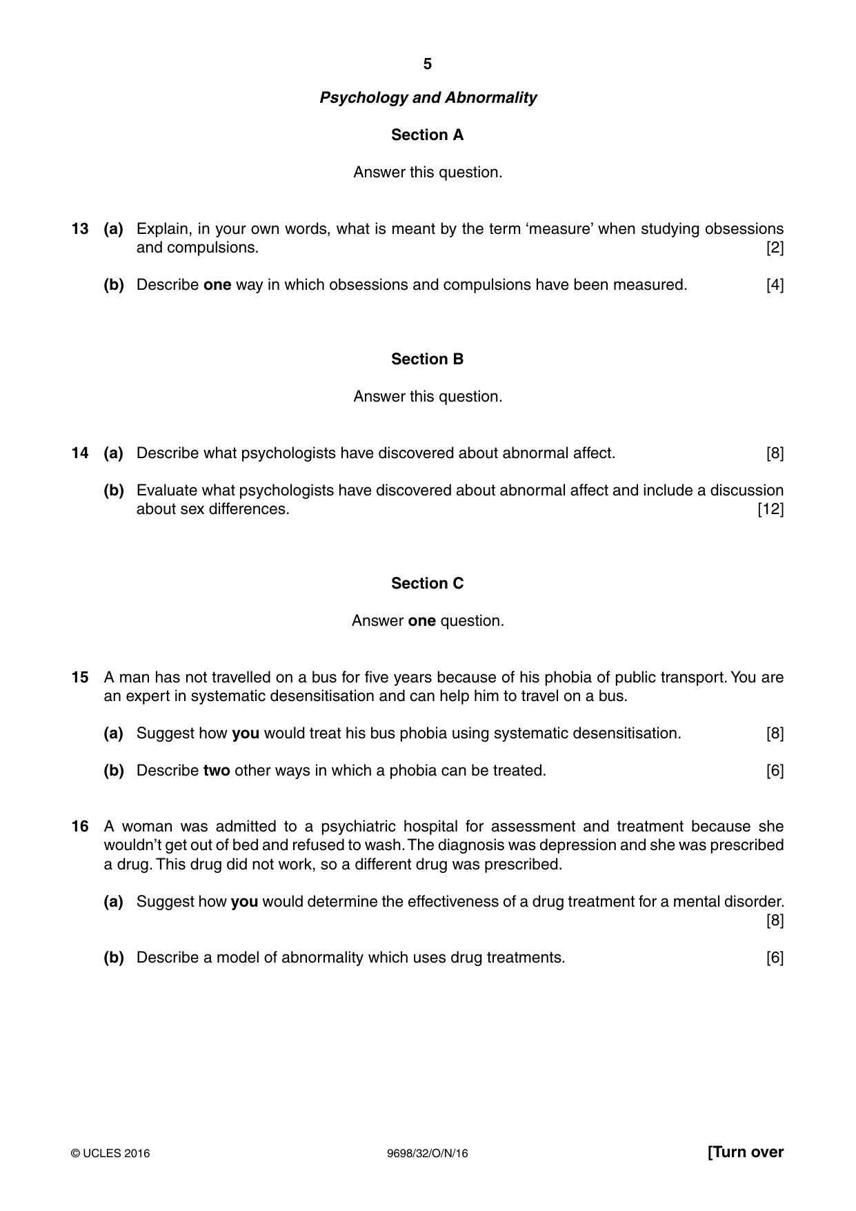 Cambridge A Level Psychology 9698 2016 Oct/Nov Paper 3 · Variant 2 question paper, page 5 of 8