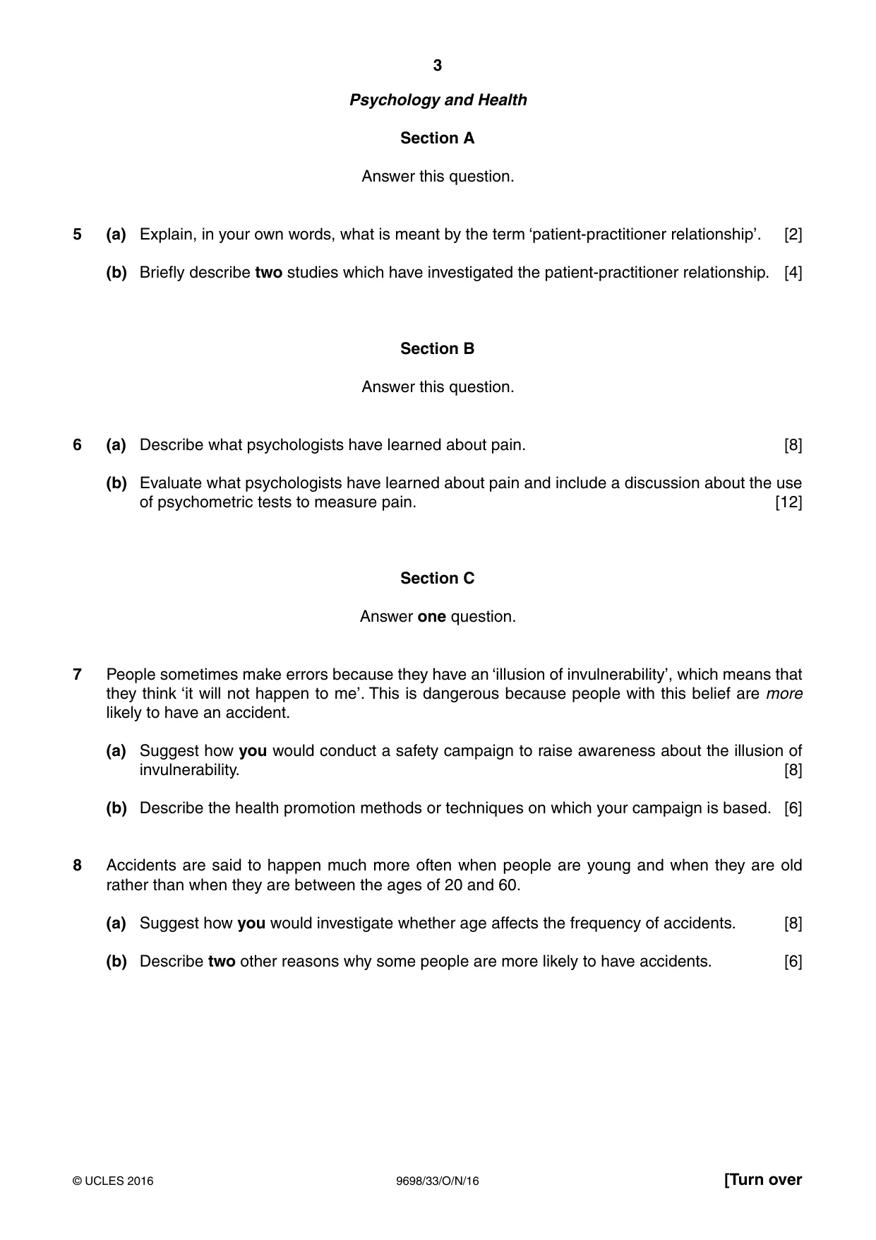 Cambridge A Level Psychology 9698 2016 Oct/Nov Paper 3 · Variant 3 question paper, page 3 of 8