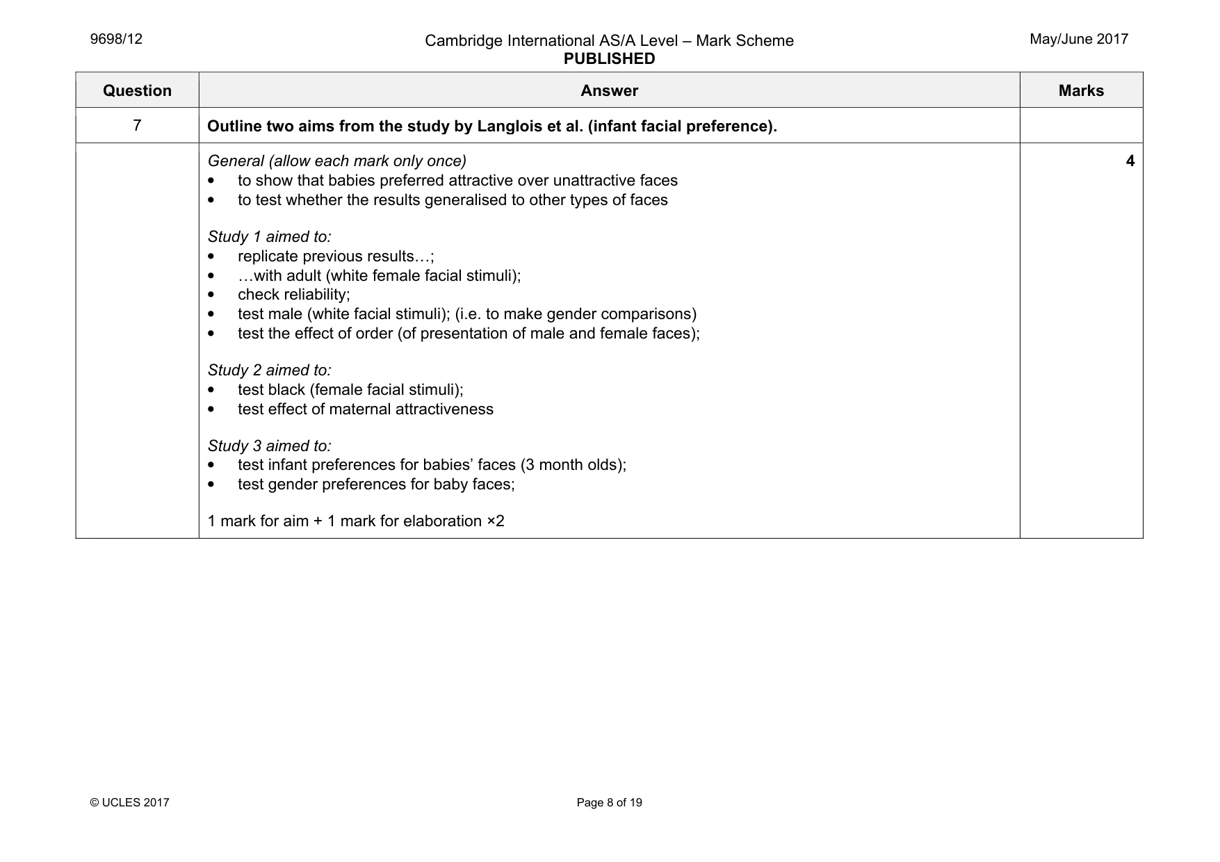 Mark scheme, page 8 of 19