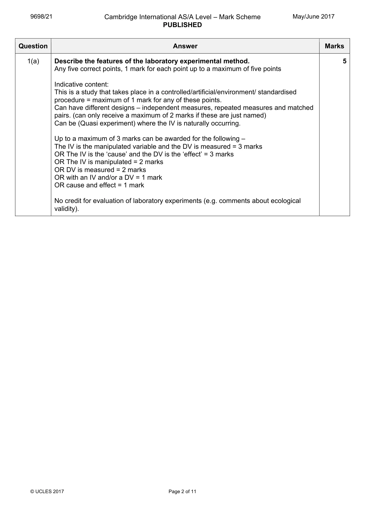 Mark scheme, page 2 of 11