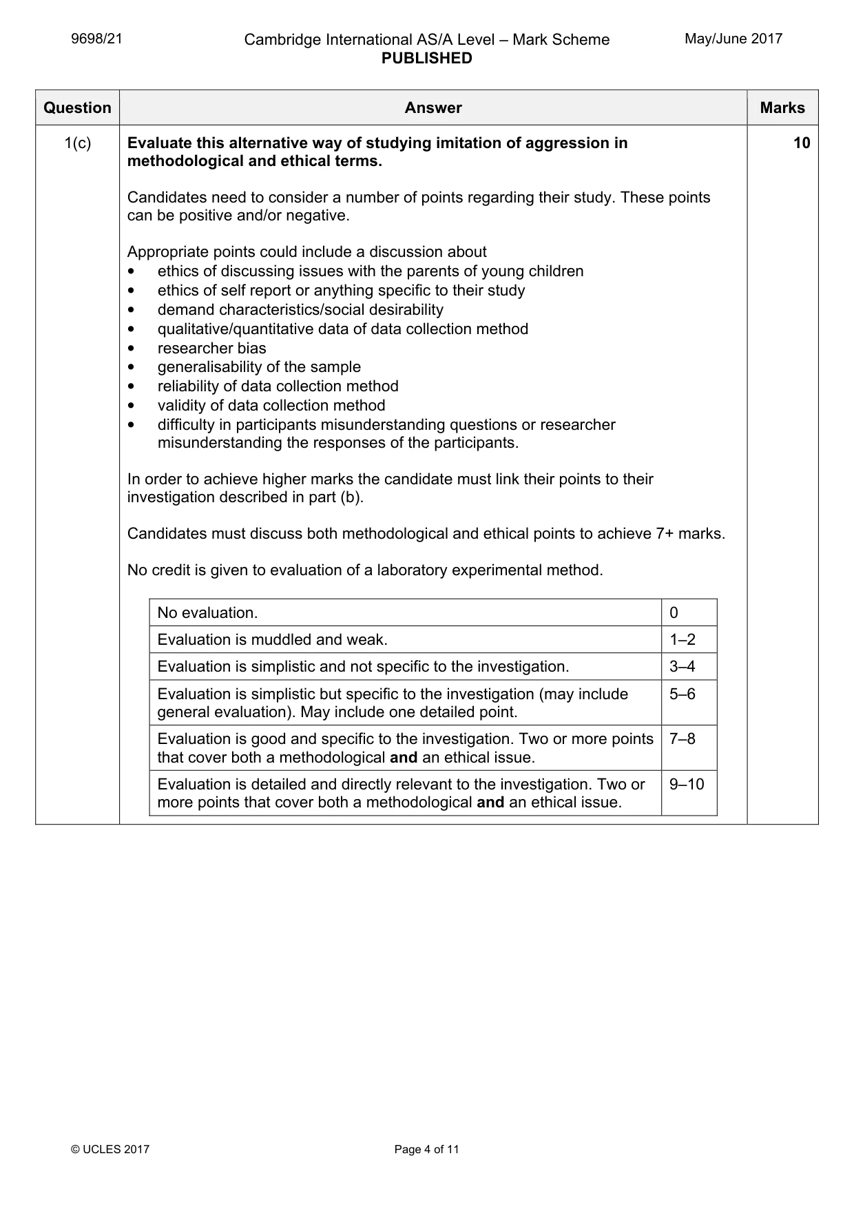 Mark scheme, page 4 of 11
