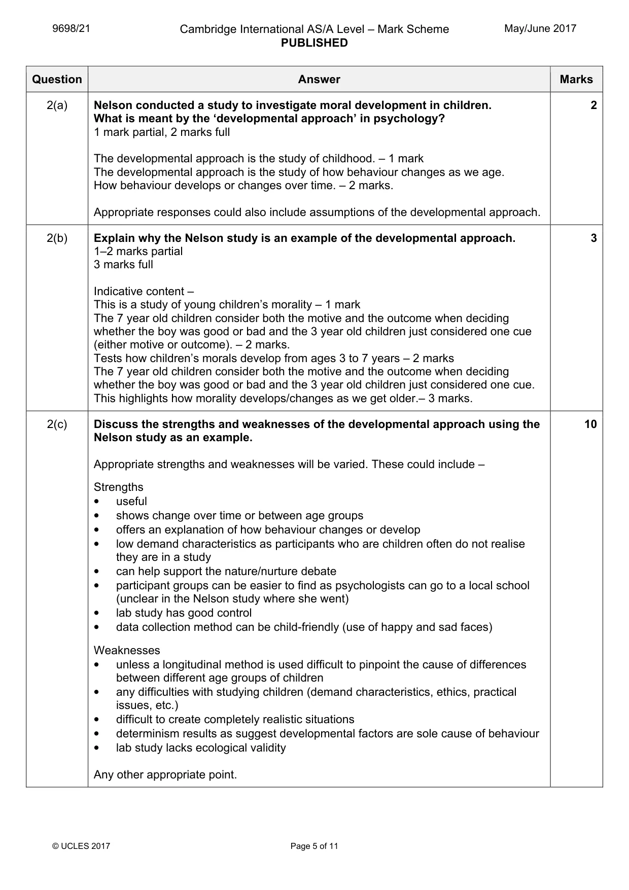 Mark scheme, page 5 of 11