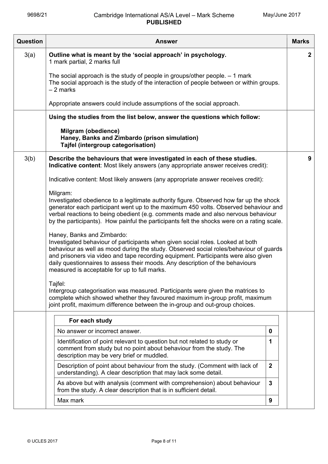 Mark scheme, page 8 of 11