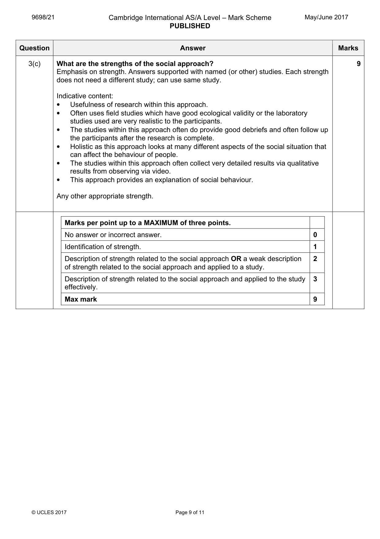 Mark scheme, page 9 of 11