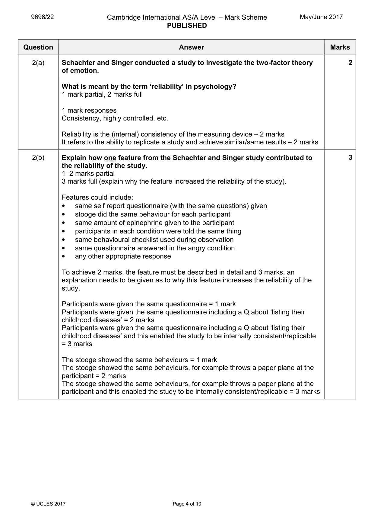 Mark scheme, page 4 of 10