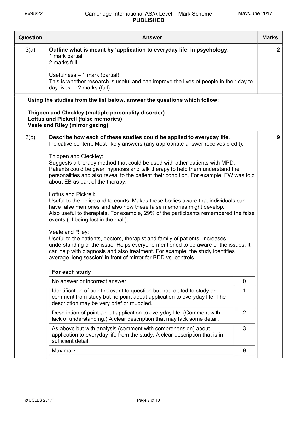 Mark scheme, page 7 of 10