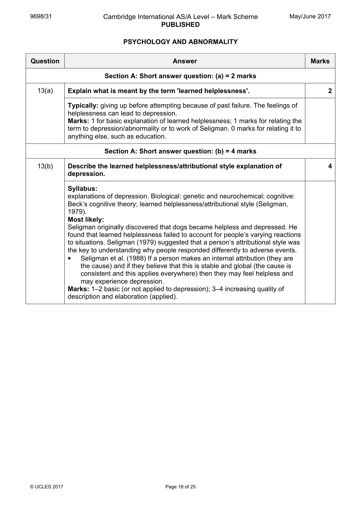 Mark scheme, page 18 of 25