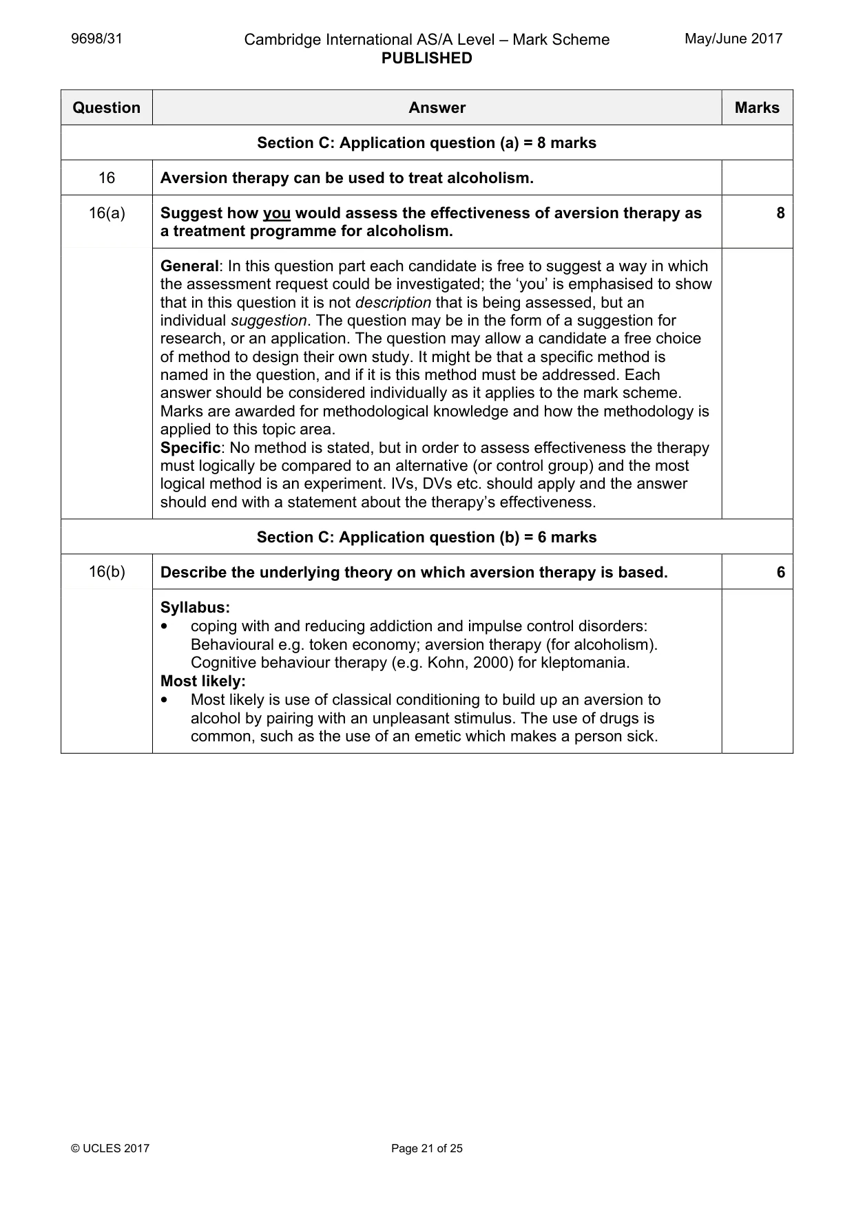 Mark scheme, page 21 of 25
