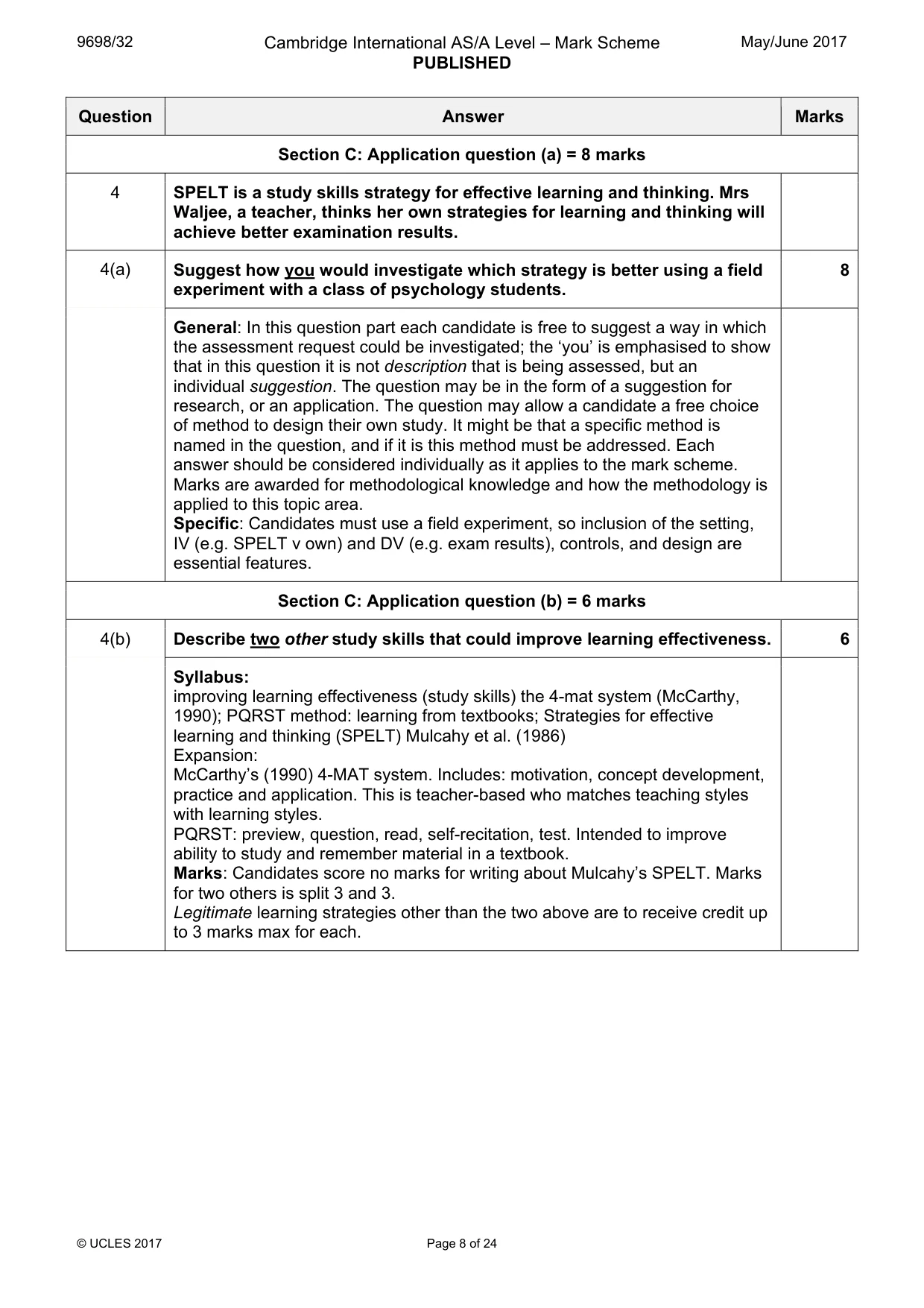 Mark scheme, page 8 of 24
