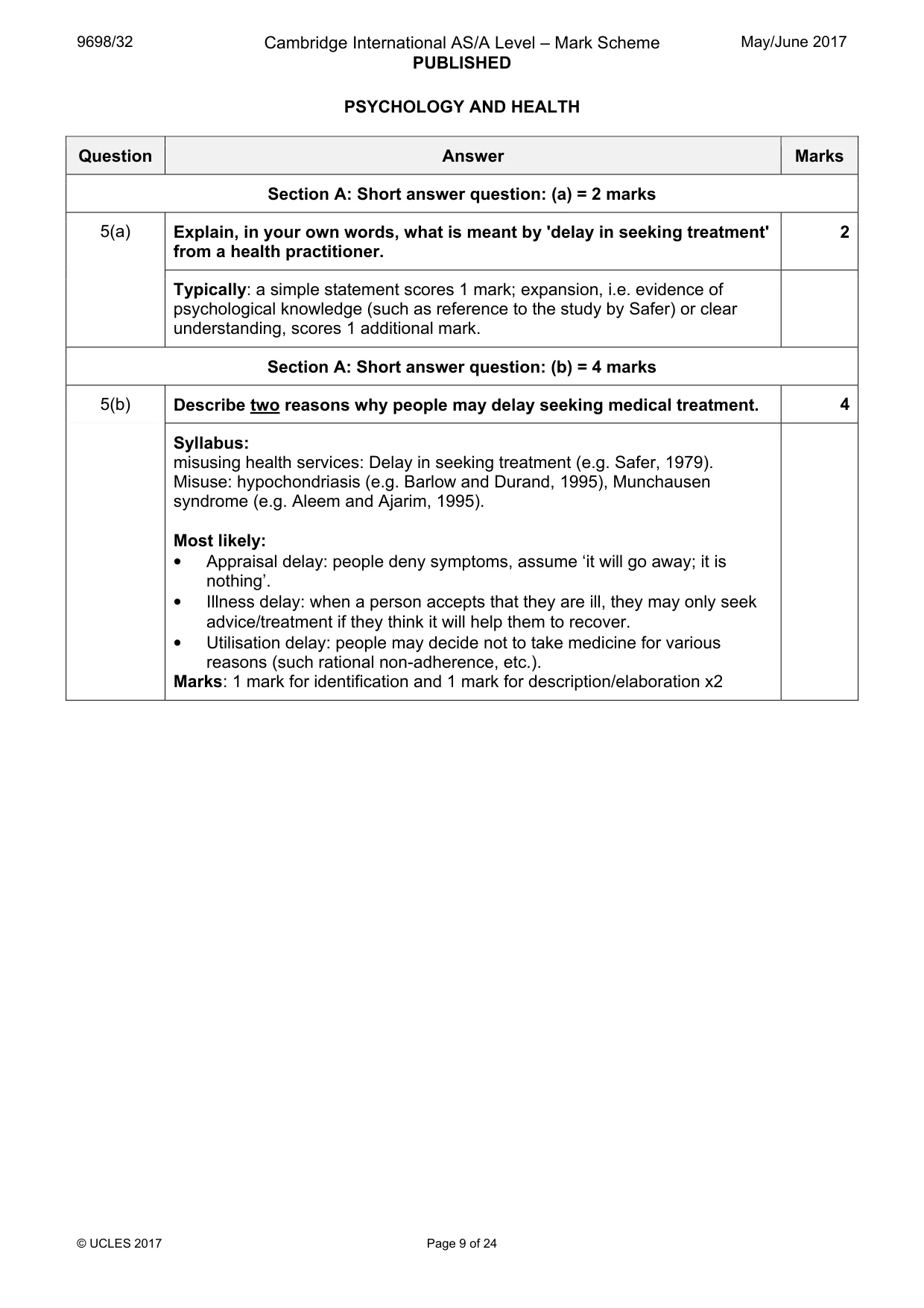 Mark scheme, page 9 of 24
