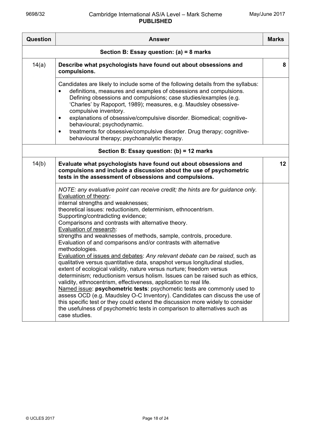 Mark scheme, page 18 of 24