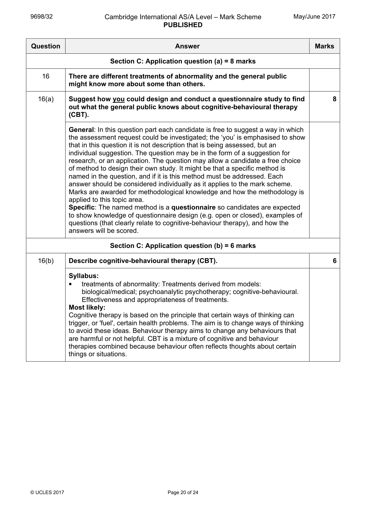 Mark scheme, page 20 of 24