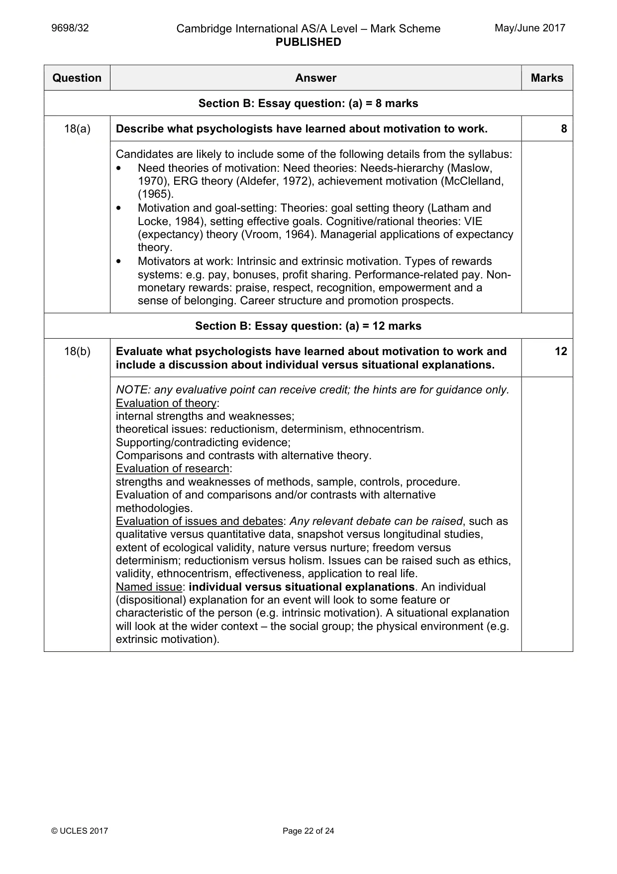 Mark scheme, page 22 of 24