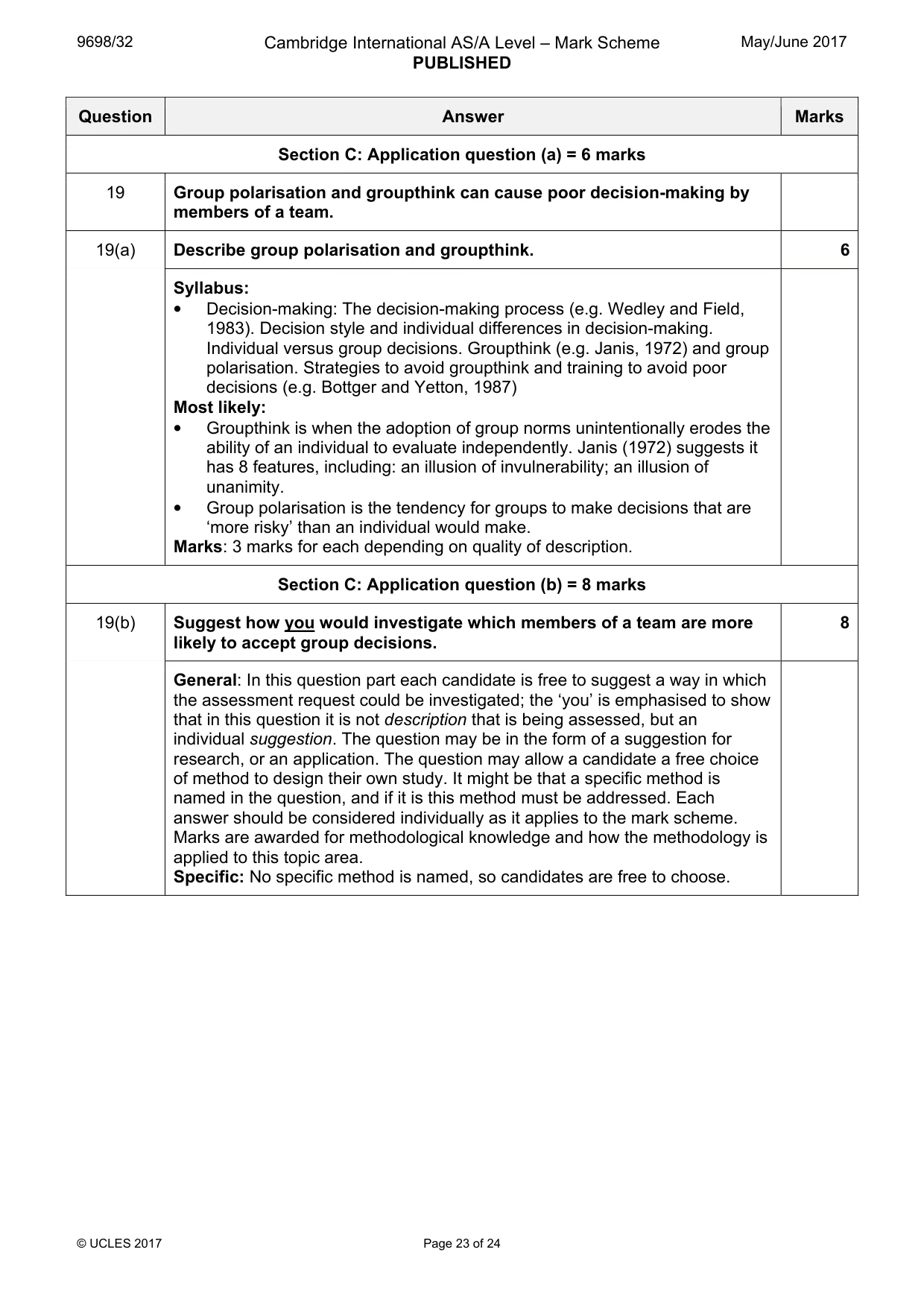 Mark scheme, page 23 of 24
