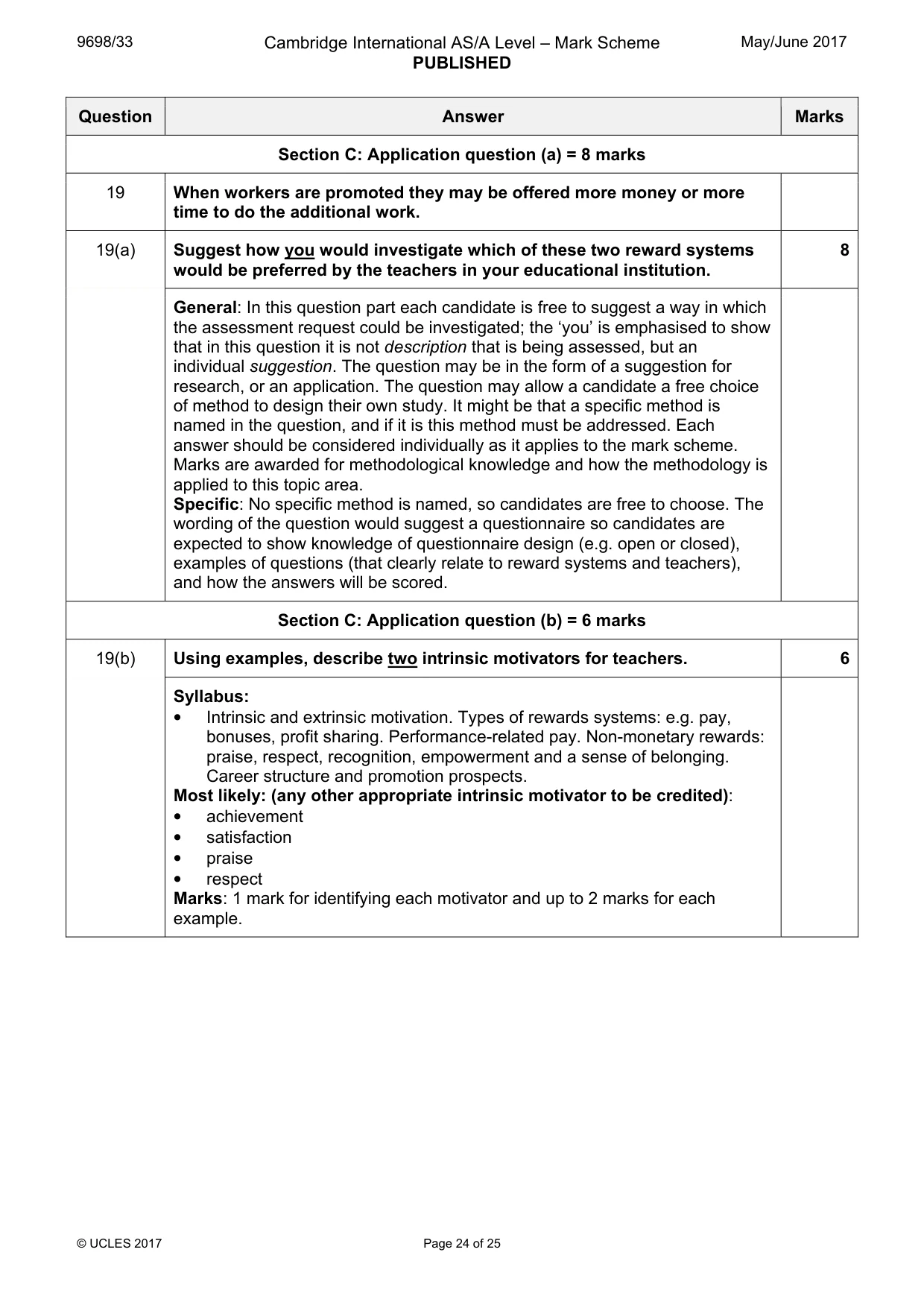 Mark scheme, page 24 of 25