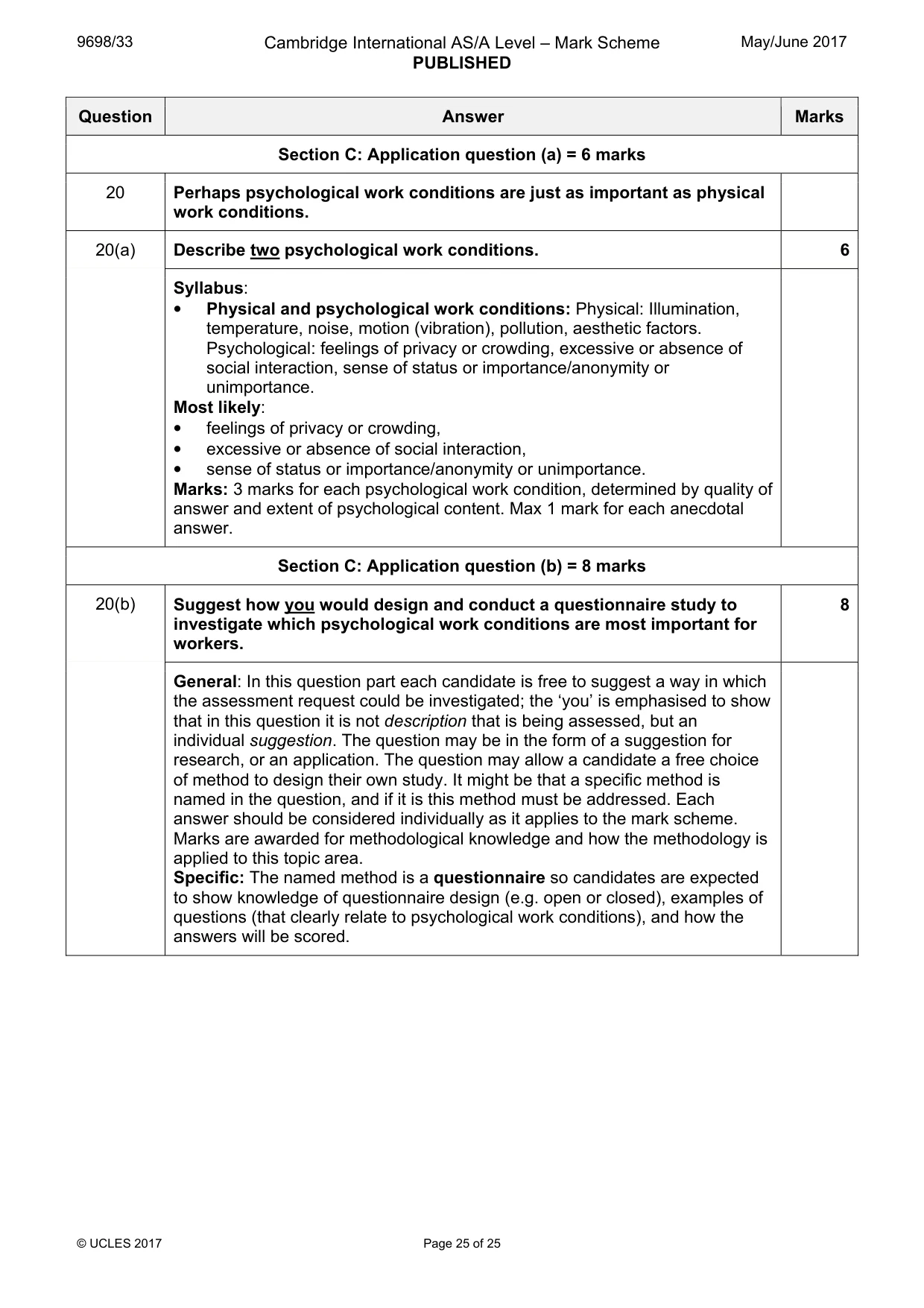 Mark scheme, page 25 of 25