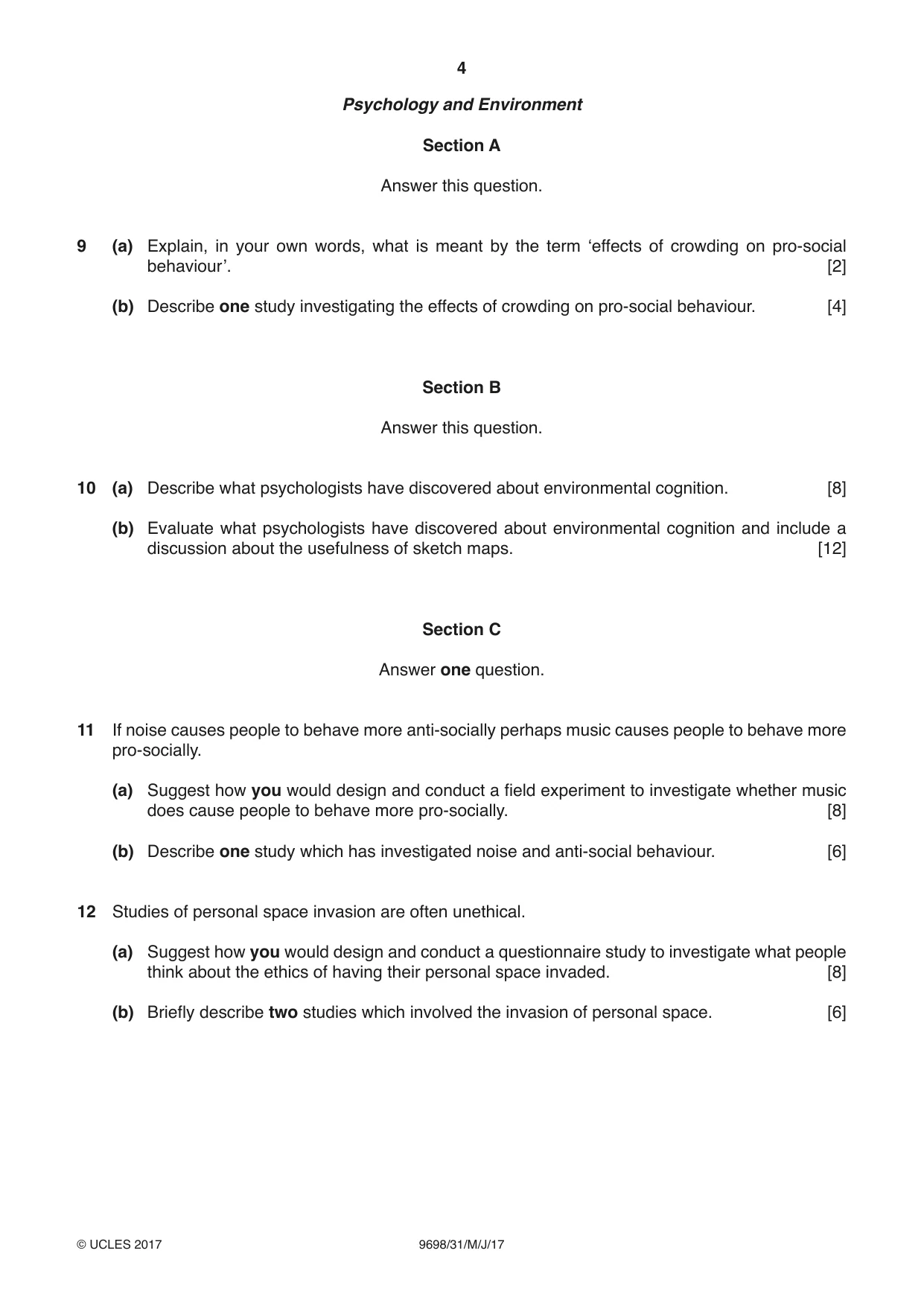 Cambridge A Level Psychology 9698 2017 May/June Paper 3 · Variant 1 question paper, page 4 of 8