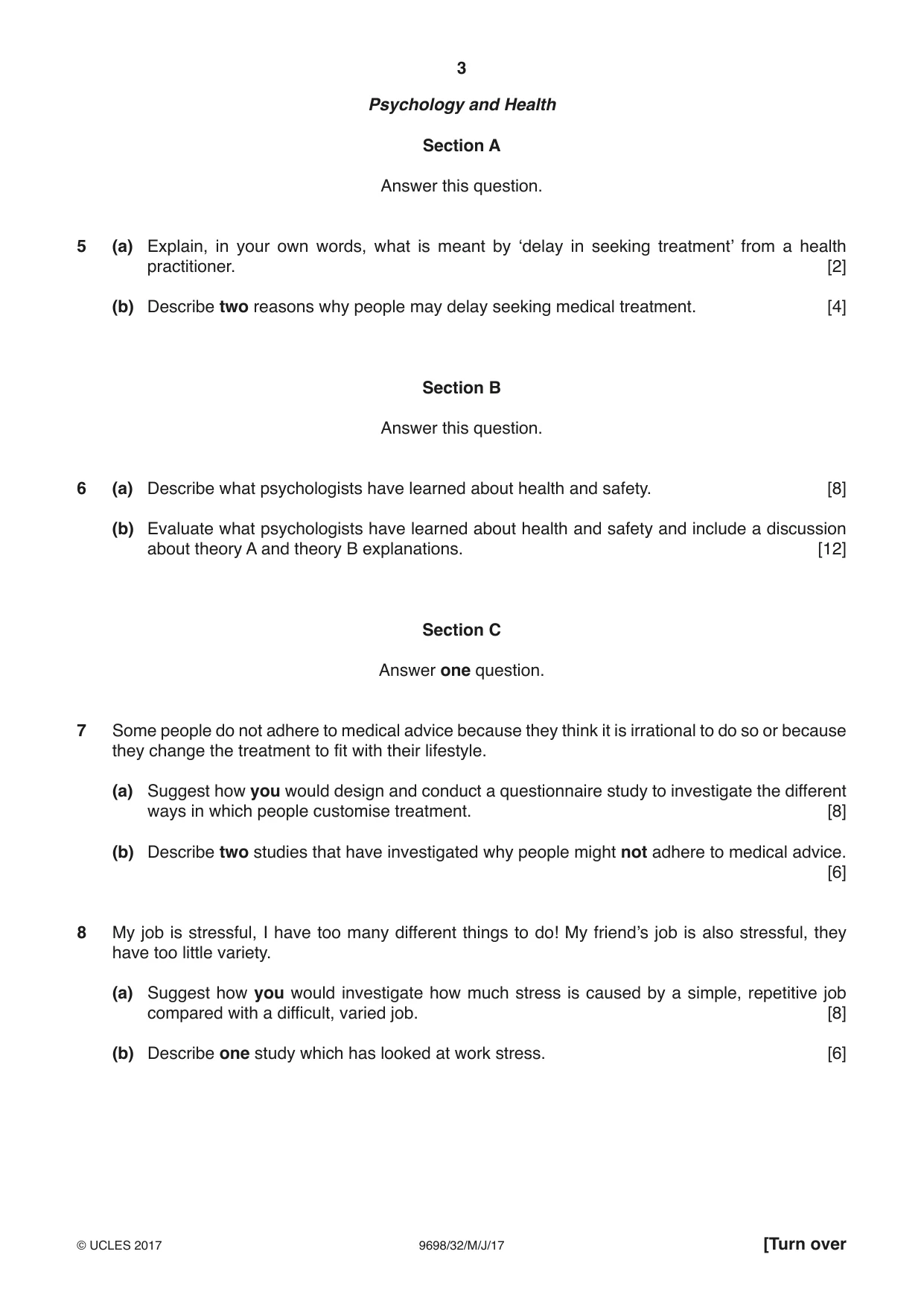 Cambridge A Level Psychology 9698 2017 May/June Paper 3 · Variant 2 question paper, page 3 of 8