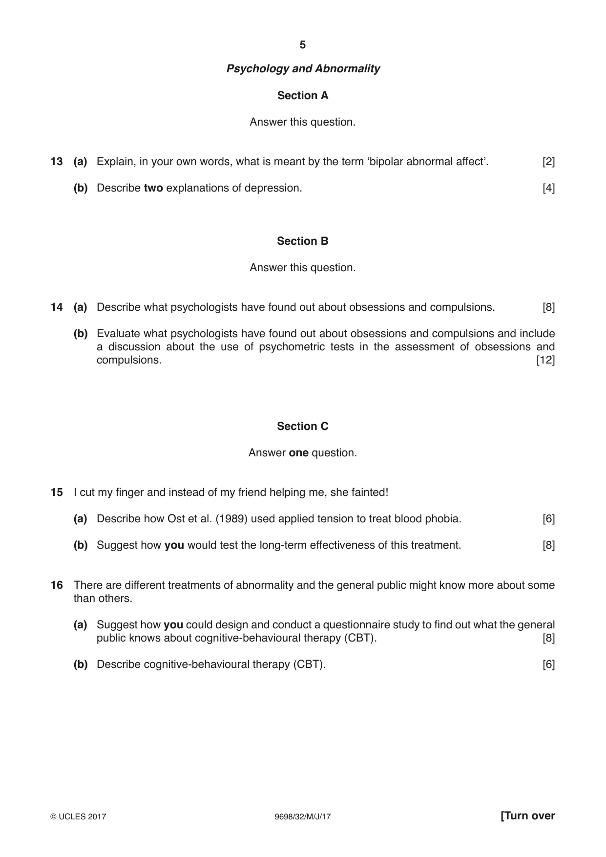 Cambridge A Level Psychology 9698 2017 May/June Paper 3 · Variant 2 question paper, page 5 of 8