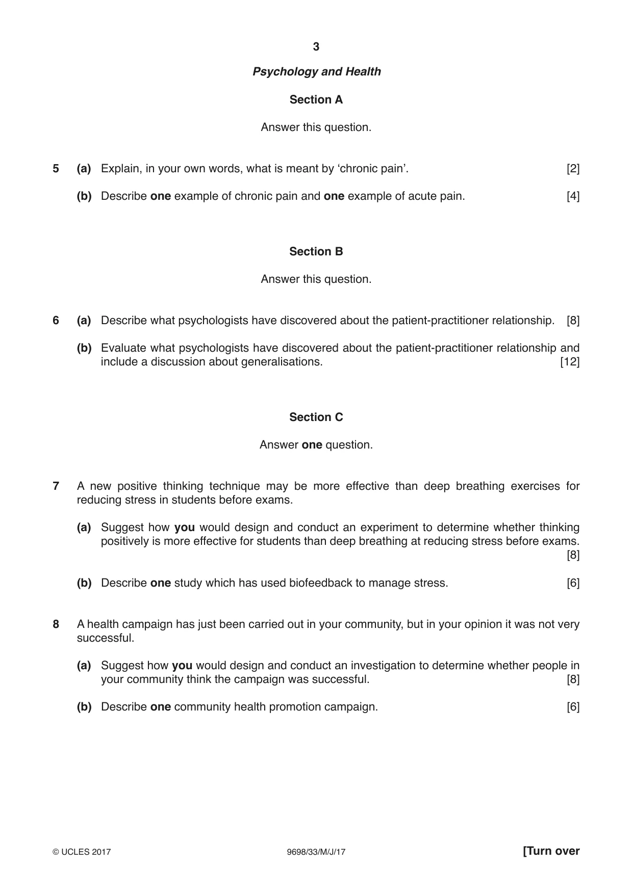 Cambridge A Level Psychology 9698 2017 May/June Paper 3 · Variant 3 question paper, page 3 of 8