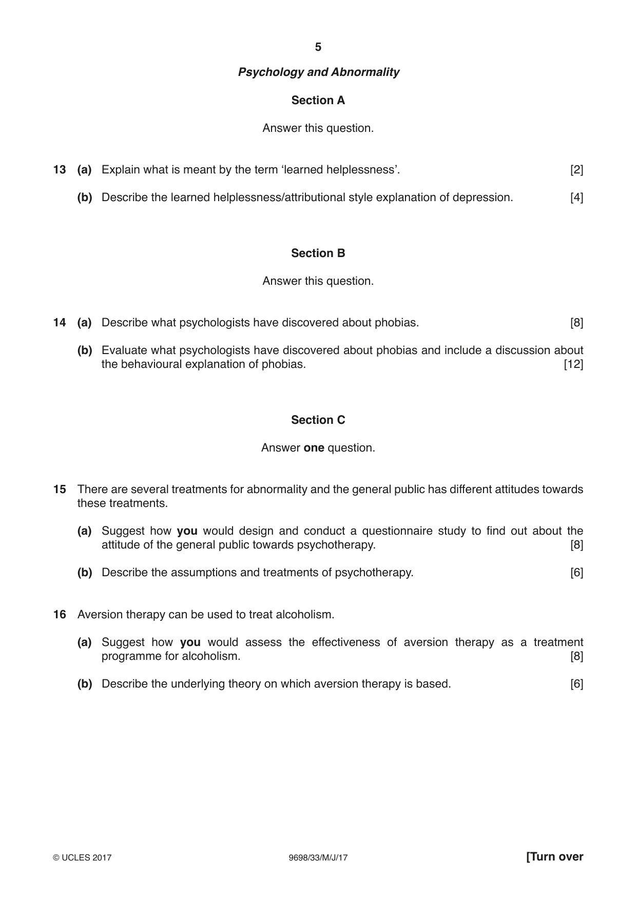 Cambridge A Level Psychology 9698 2017 May/June Paper 3 · Variant 3 question paper, page 5 of 8