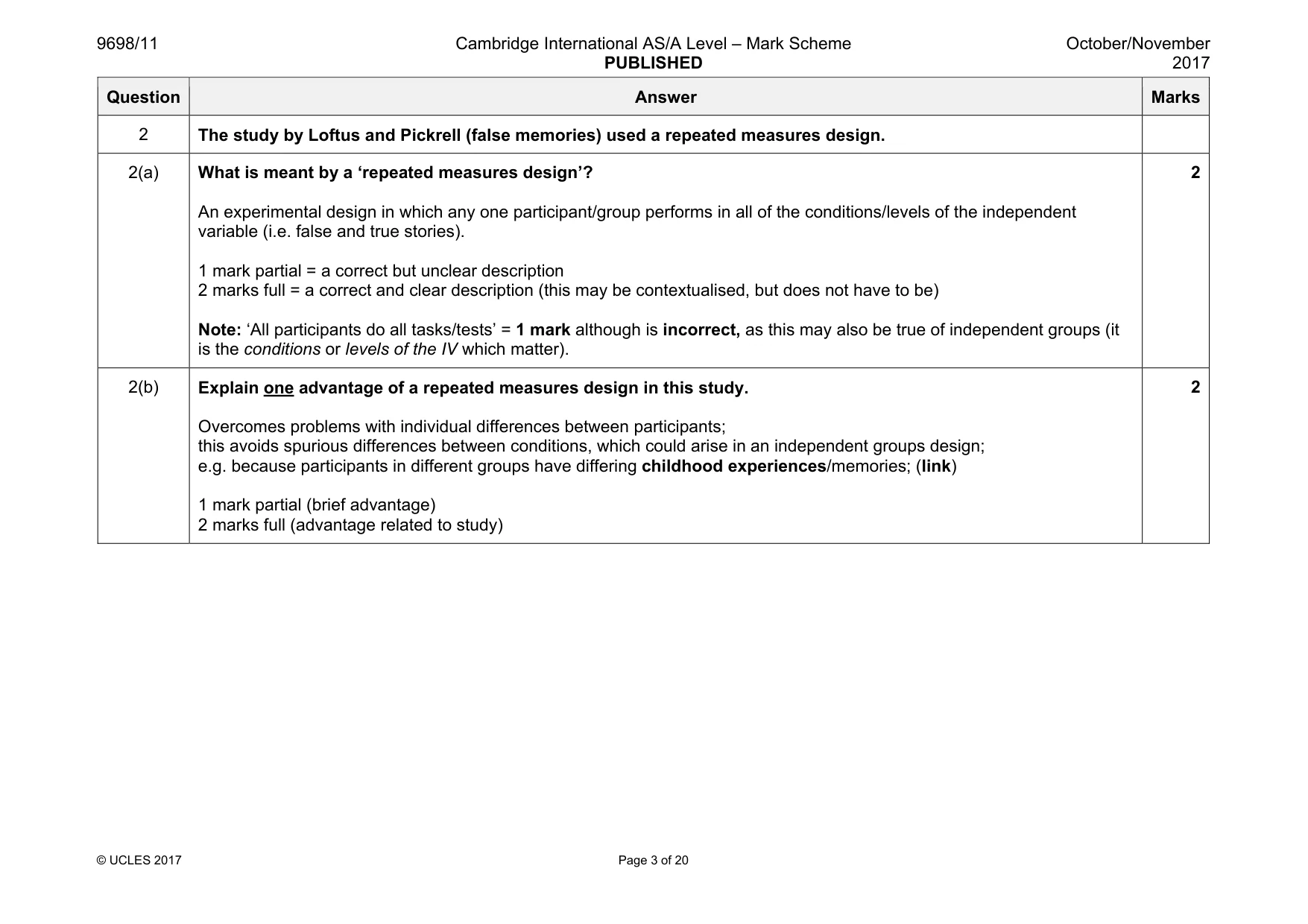 Mark scheme, page 3 of 20