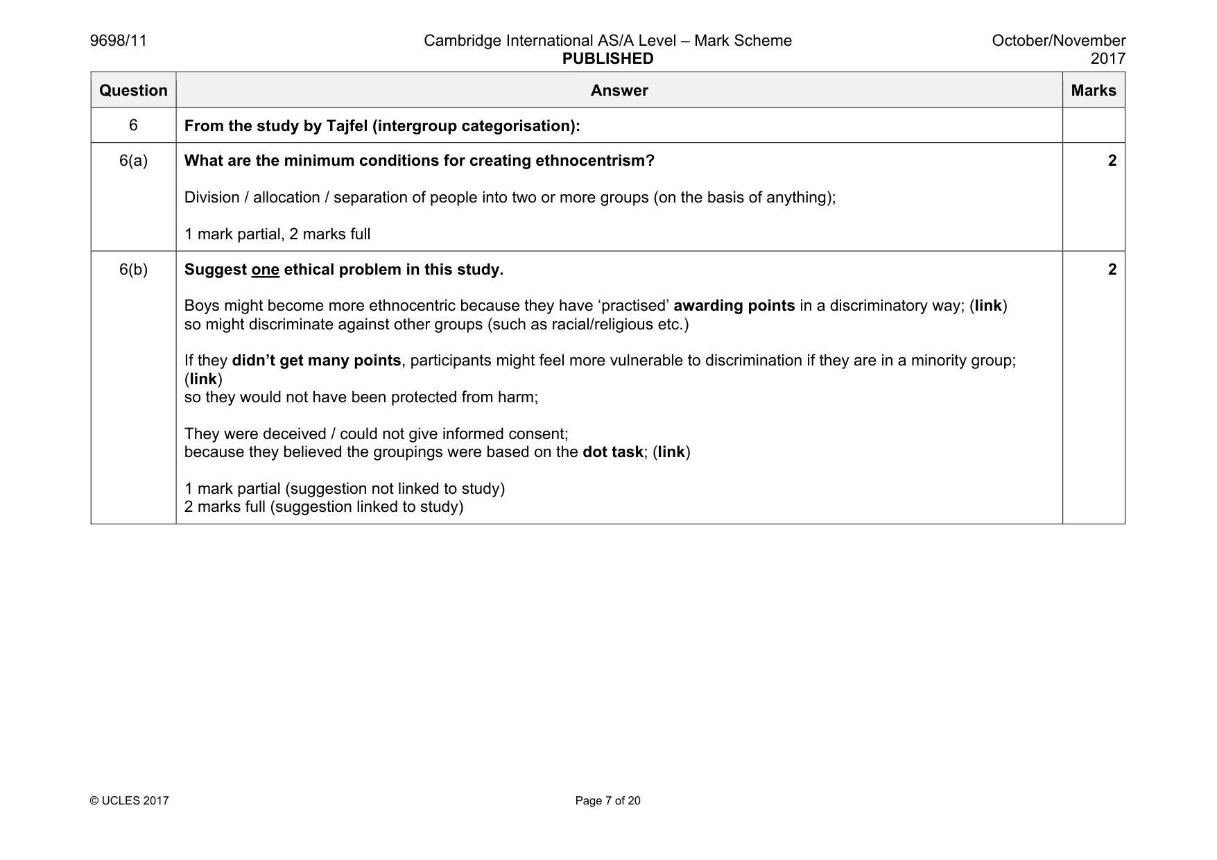 Mark scheme, page 7 of 20