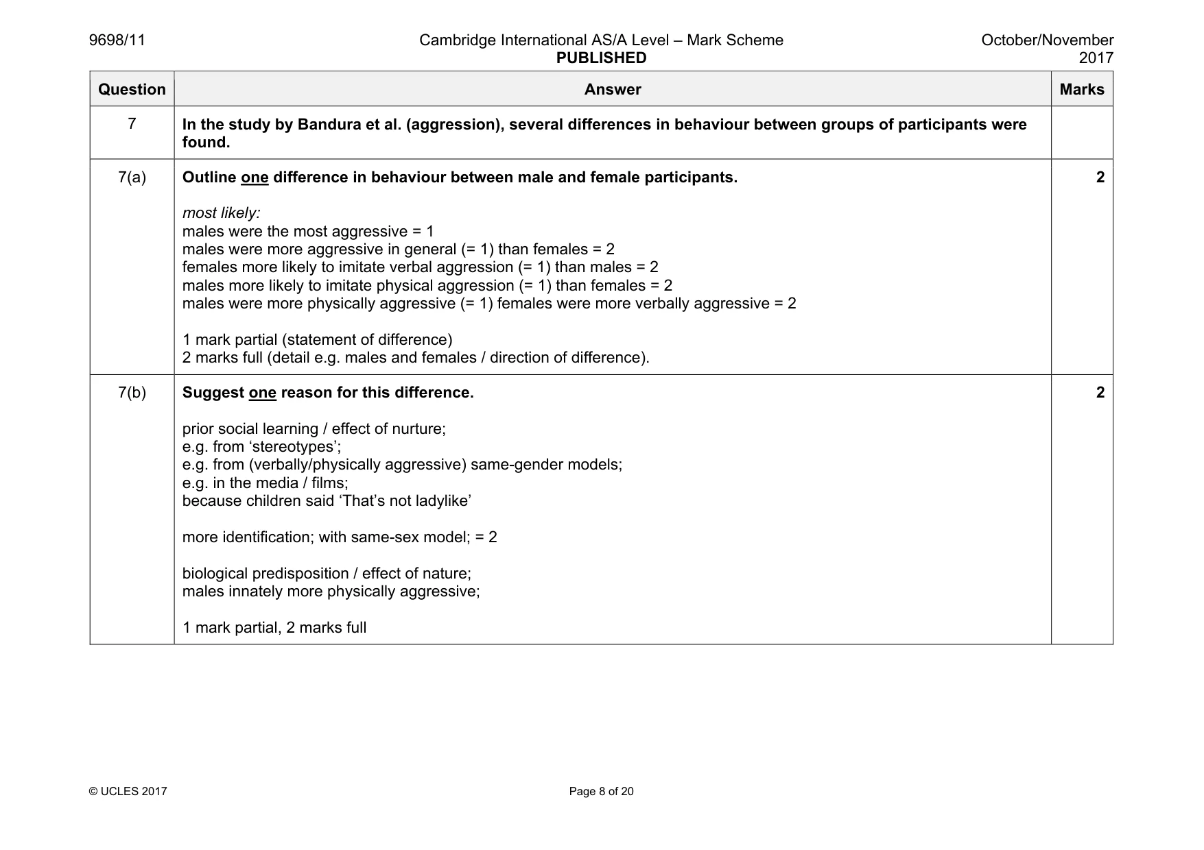 Mark scheme, page 8 of 20