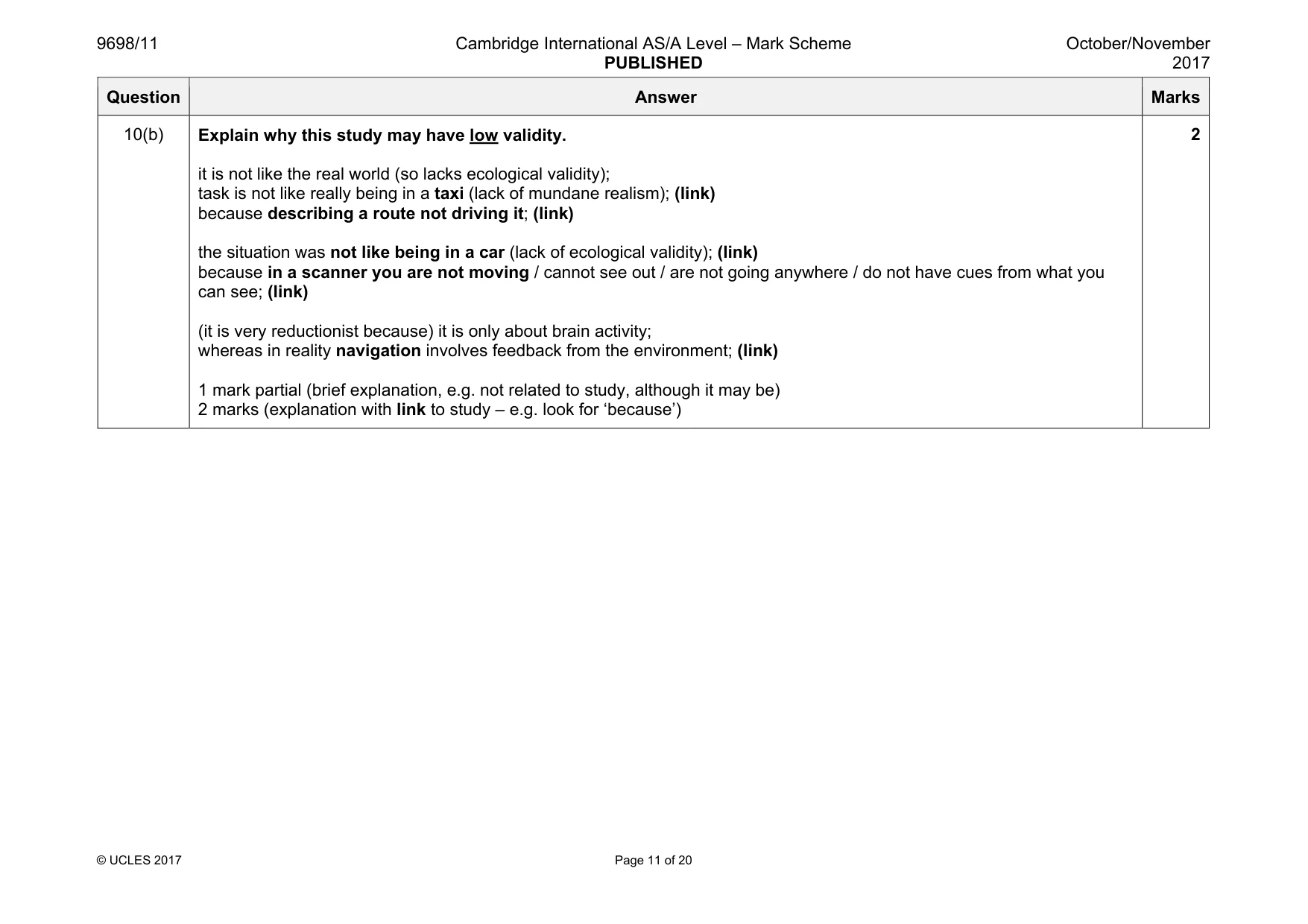 Mark scheme, page 11 of 20